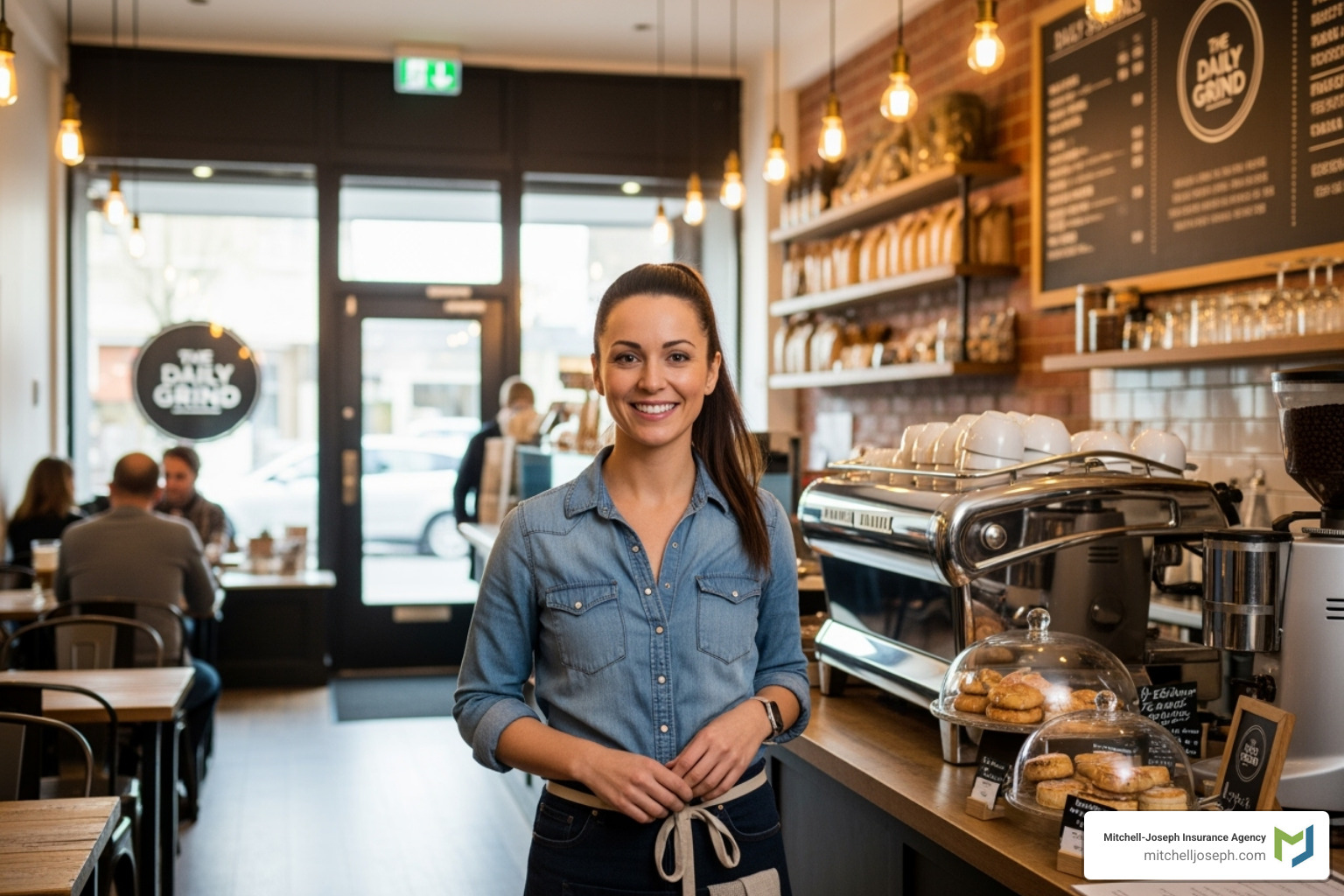 a confident business owner in their establishment - business insurance honeoye falls
