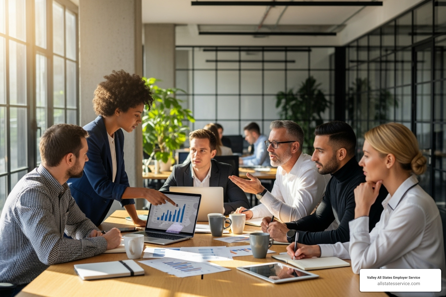 a diverse team of experts collaborating around a table - compliance outsourcing solutions