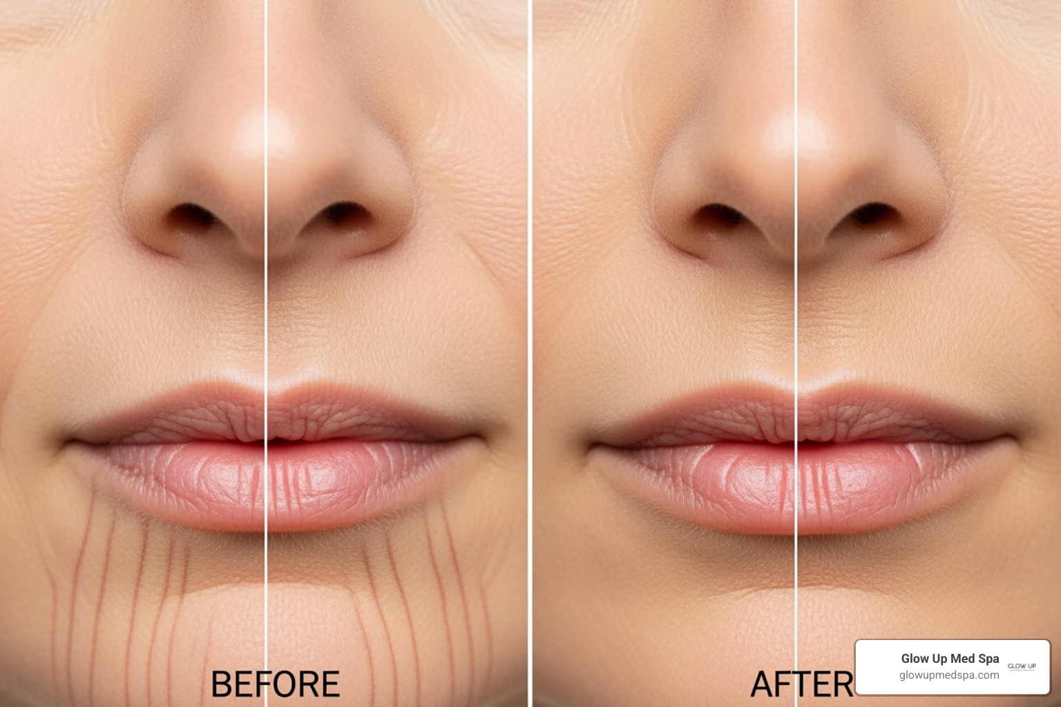 Image of before and after Botox for lip lines treatment - Botox for lip lines