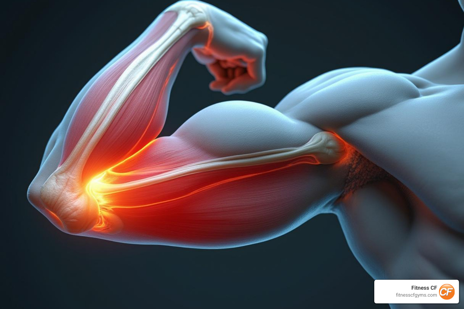 Image illustrating a distal biceps tendon tear - biceps muscle
