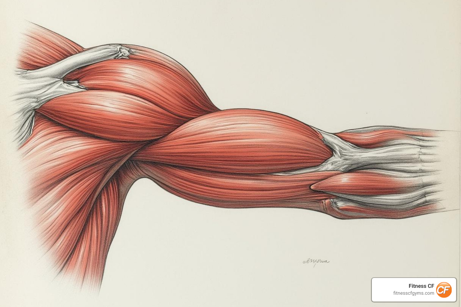 Illustration showing the origins and insertions of the long and short heads of the biceps brachii muscle - biceps muscle