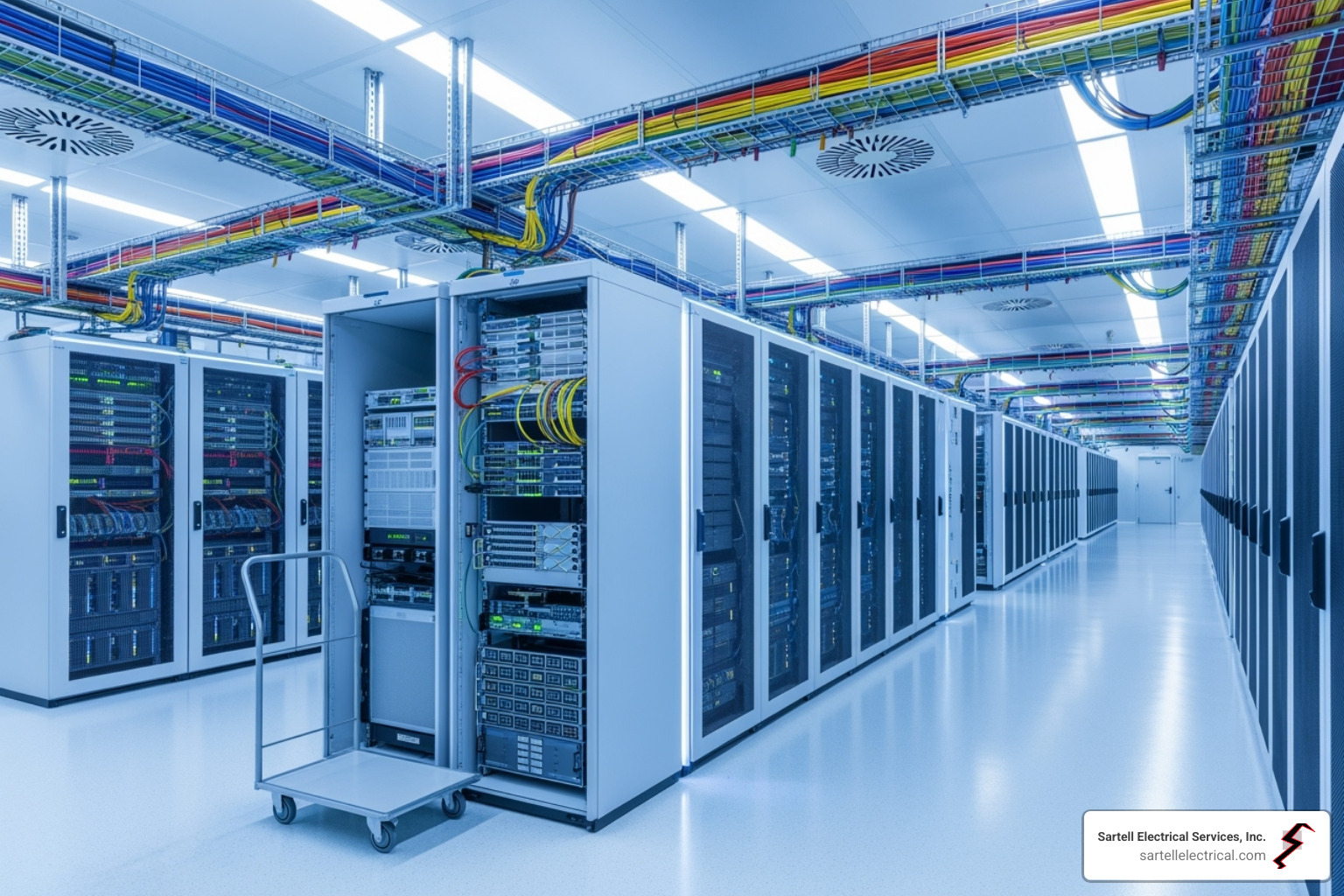 a cleanroom or data center with complex electrical and telecommunications wiring - residential and commercial electrical systems a cleanroom or data center with complex electrical and telecommunications wiring - residential and commercial electrical systems