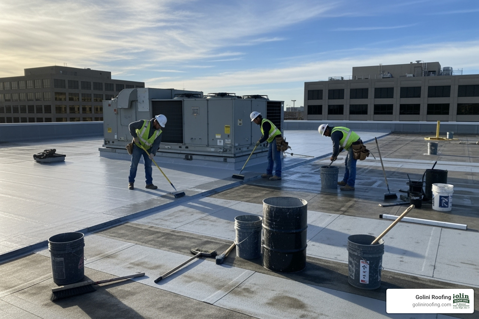 large white TPO roof on a commercial warehouse - commercial roofing & waterproofing large white TPO roof on a commercial warehouse - commercial roofing & waterproofing