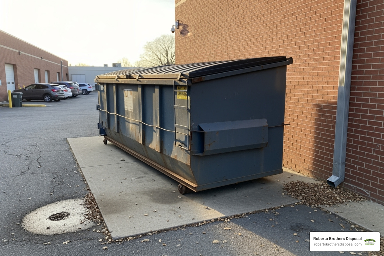dumpster placed correctly on private property - commercial dumpster rental prices