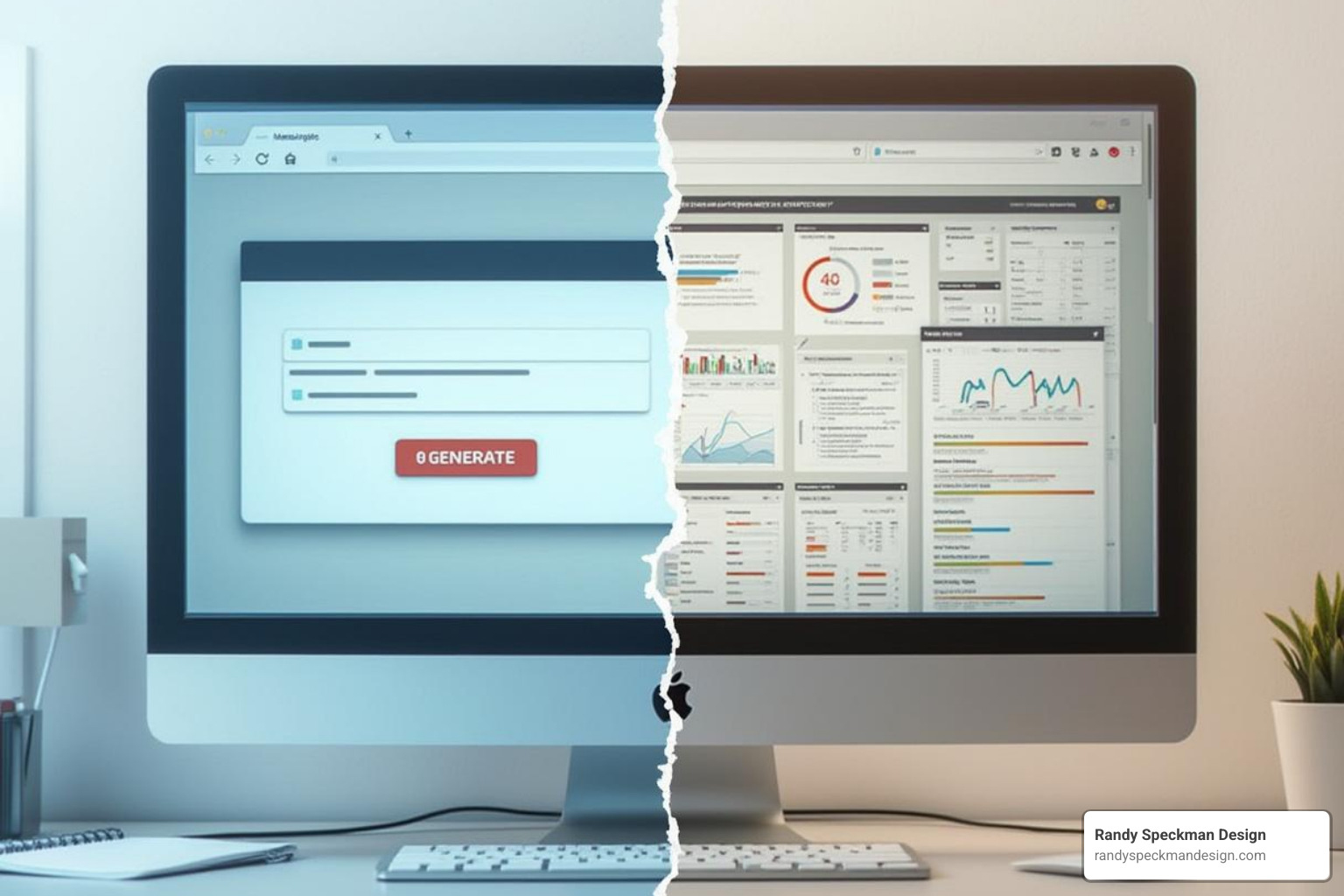 Image comparing a simple automated tool interface with a sophisticated SEO dashboard - backlinks builder