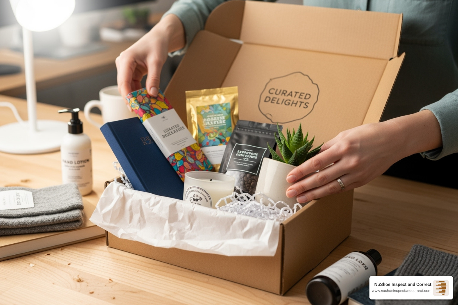 products being kitted together into a subscription box - inventory repackaging