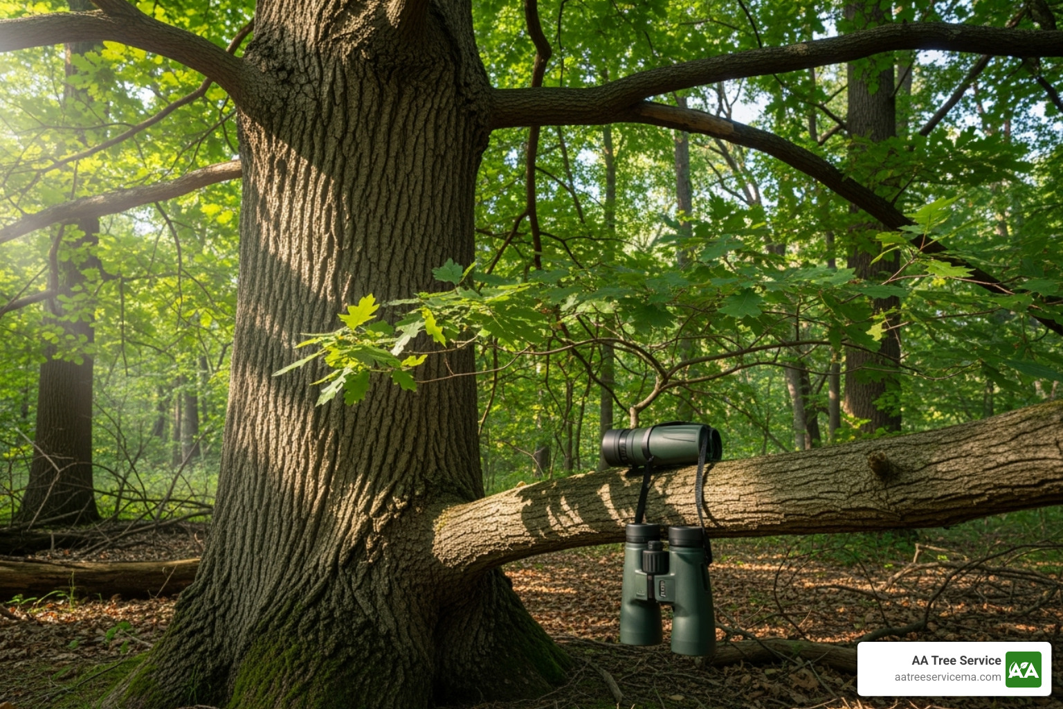 certified arborist inspecting a large tree with binoculars - Tree service insurance claims certified arborist inspecting a large tree with binoculars - Tree service insurance claims