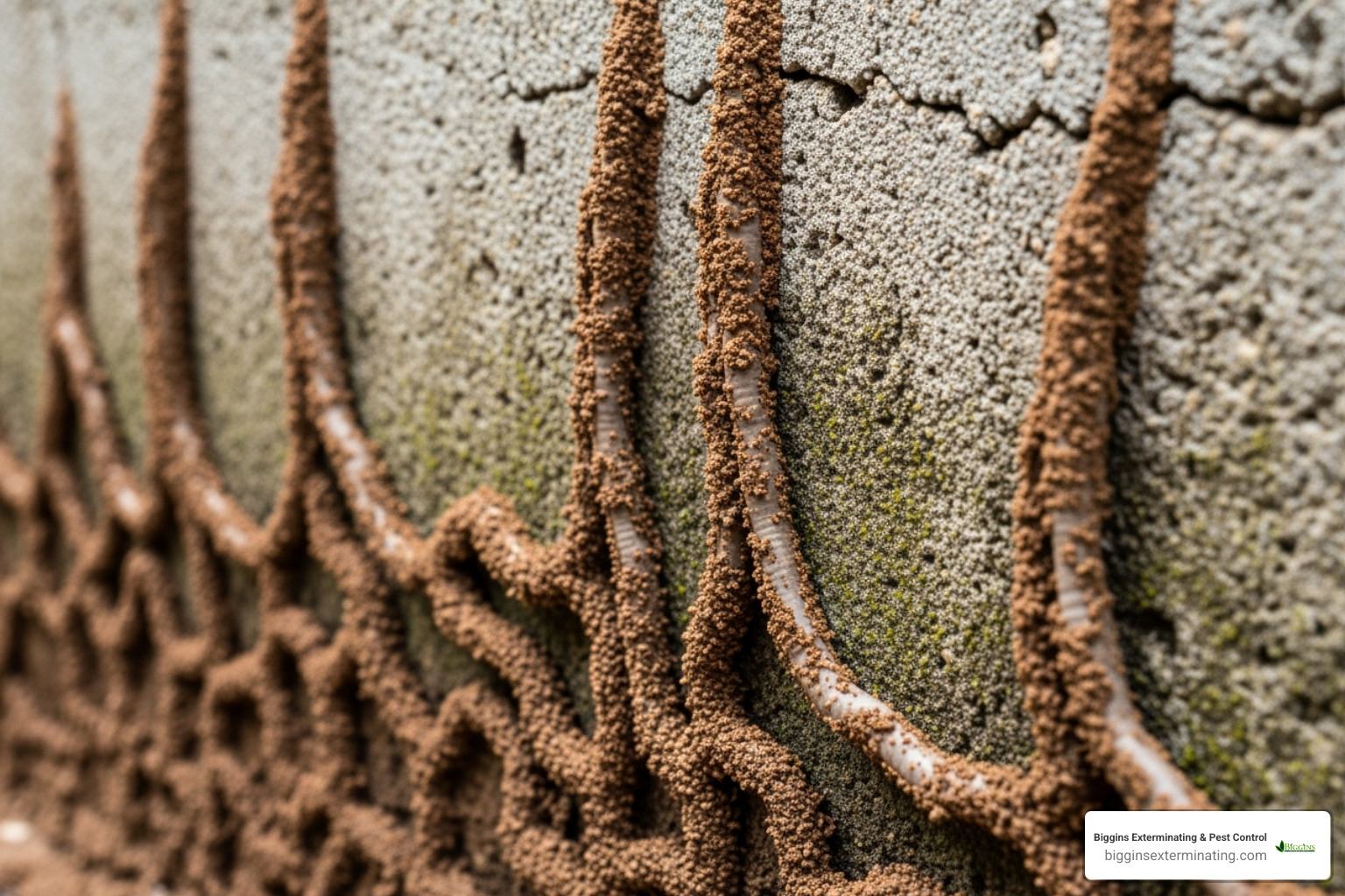 Termite mud tubes on a concrete foundation - how to prevent termites