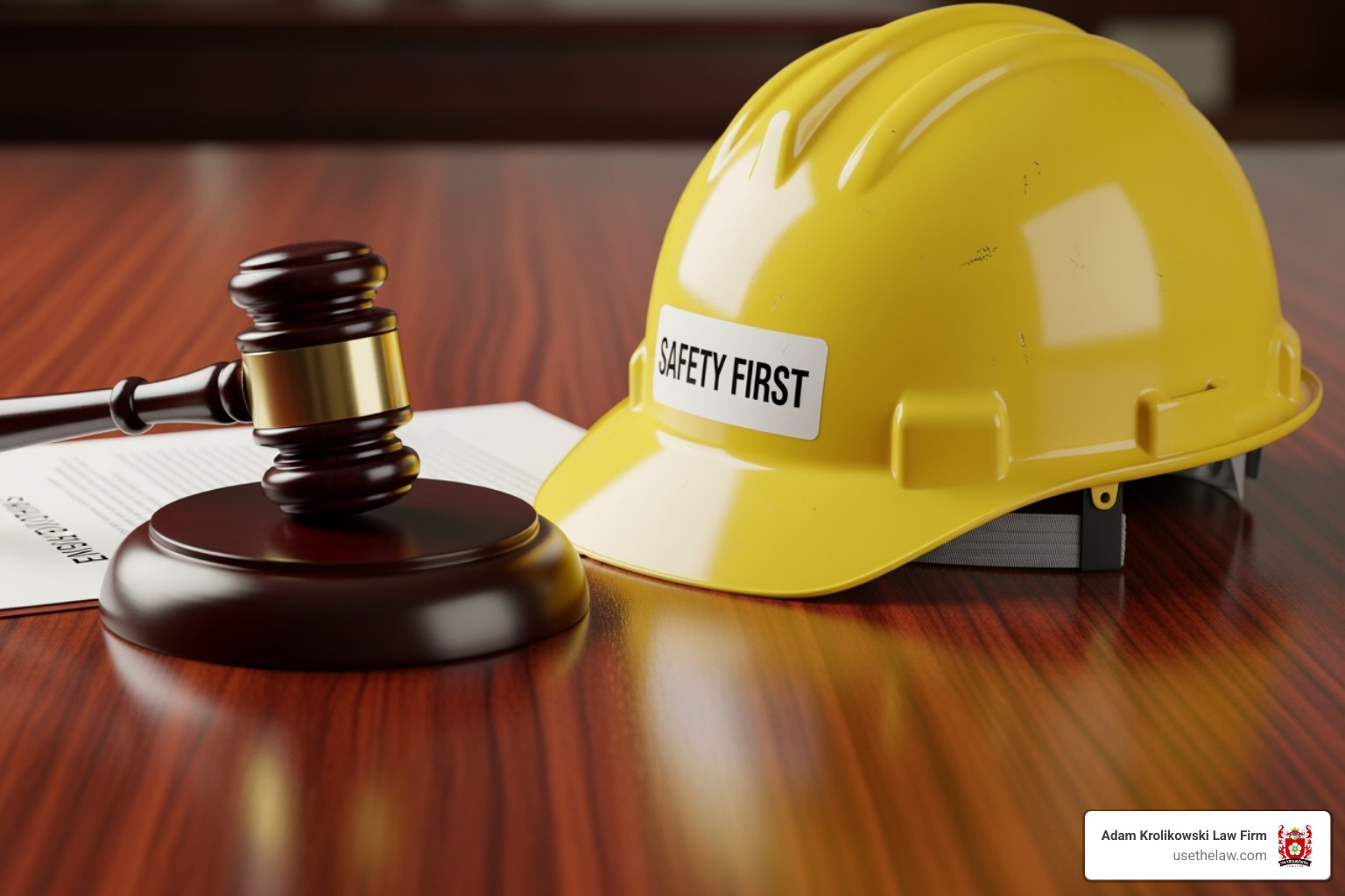 gavel and work helmet - employee attorney