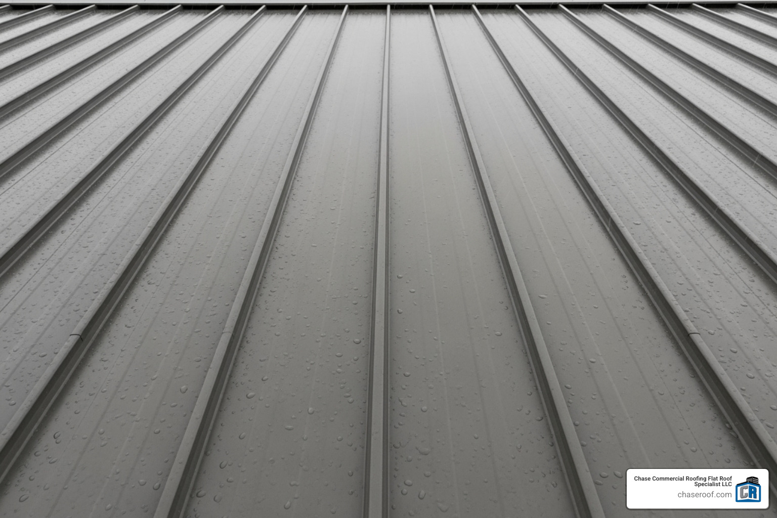 close-up on the clean, uniform lines of an installed snap-lock roof - standing seam snap lock