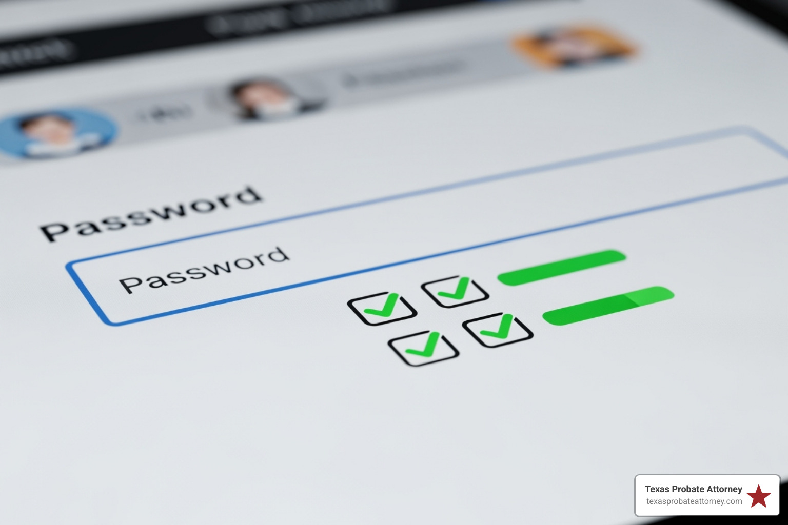 secure password field with green checkmarks indicating strength - How to avoid fraud