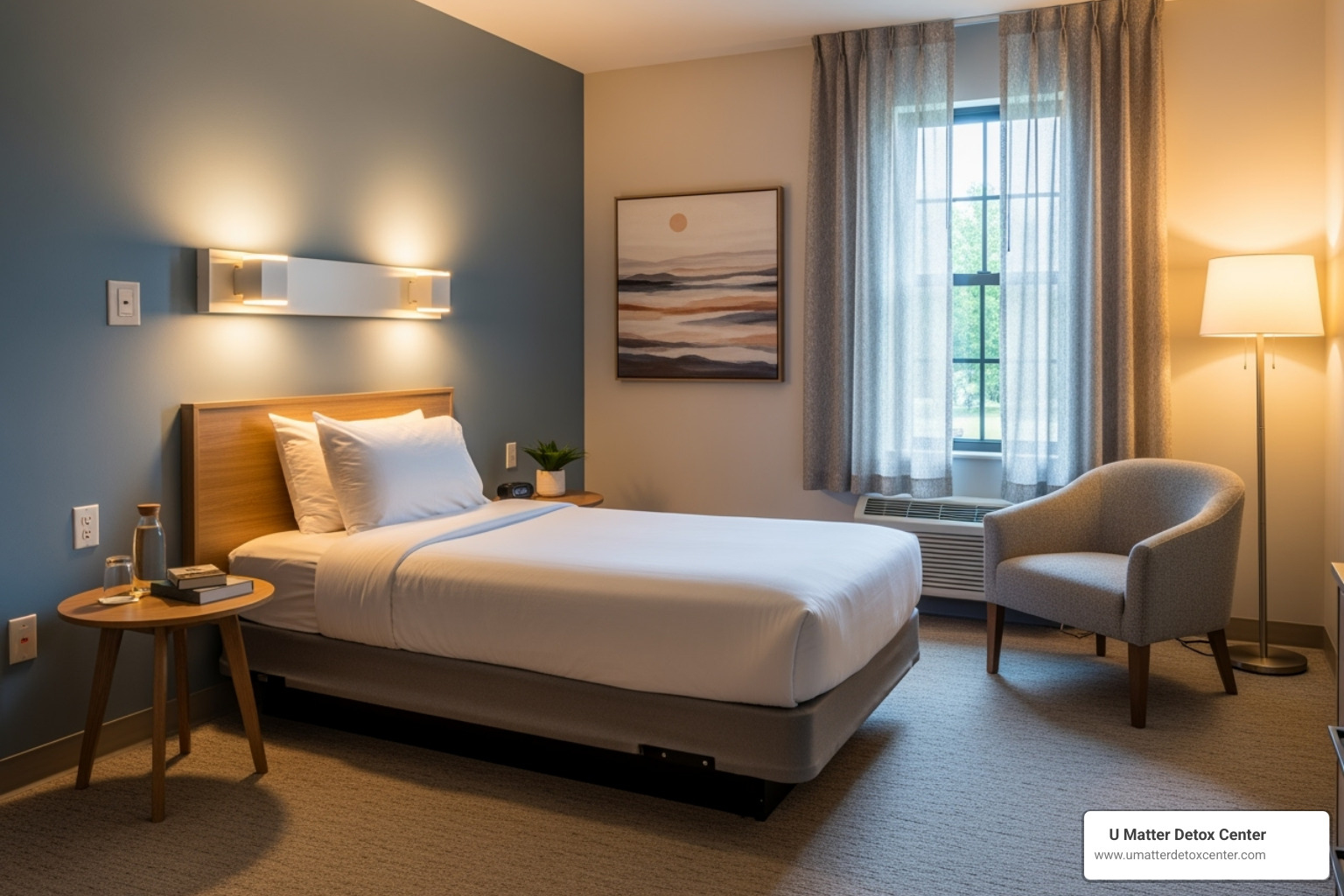 comfortable, private room for a client undergoing medical detox - detox hollywood