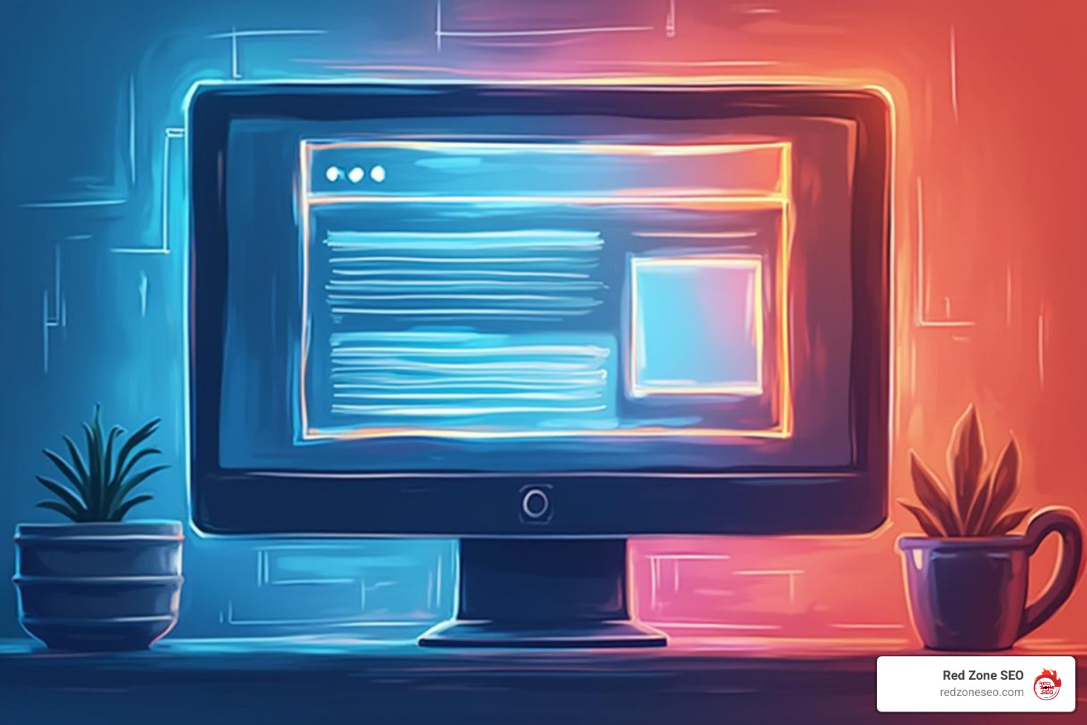 blog post with callouts highlighting the title tag, H1, meta description, and alt text - seo content strategies