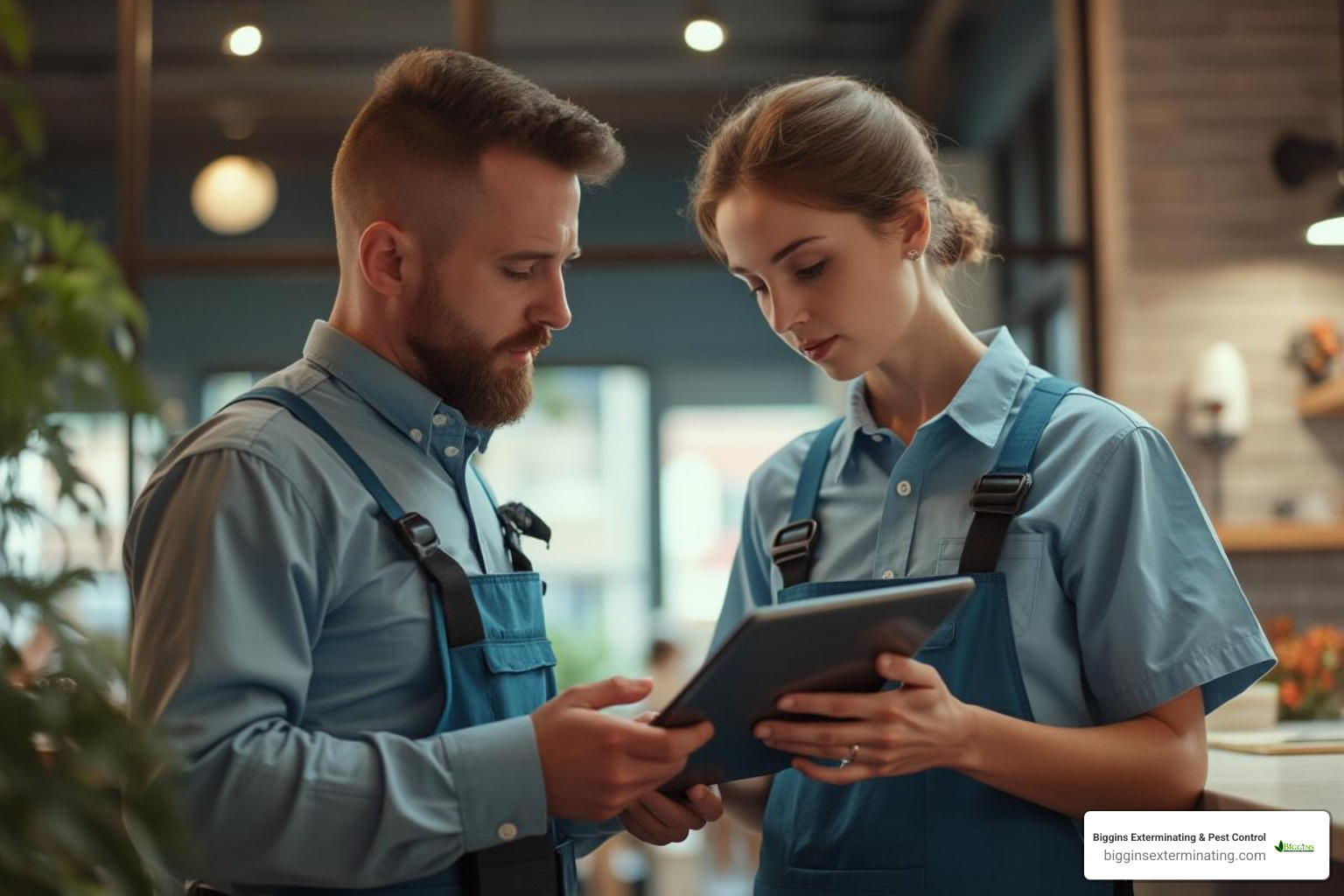 pest control professional consulting with a business owner - commercial pest control andover ma