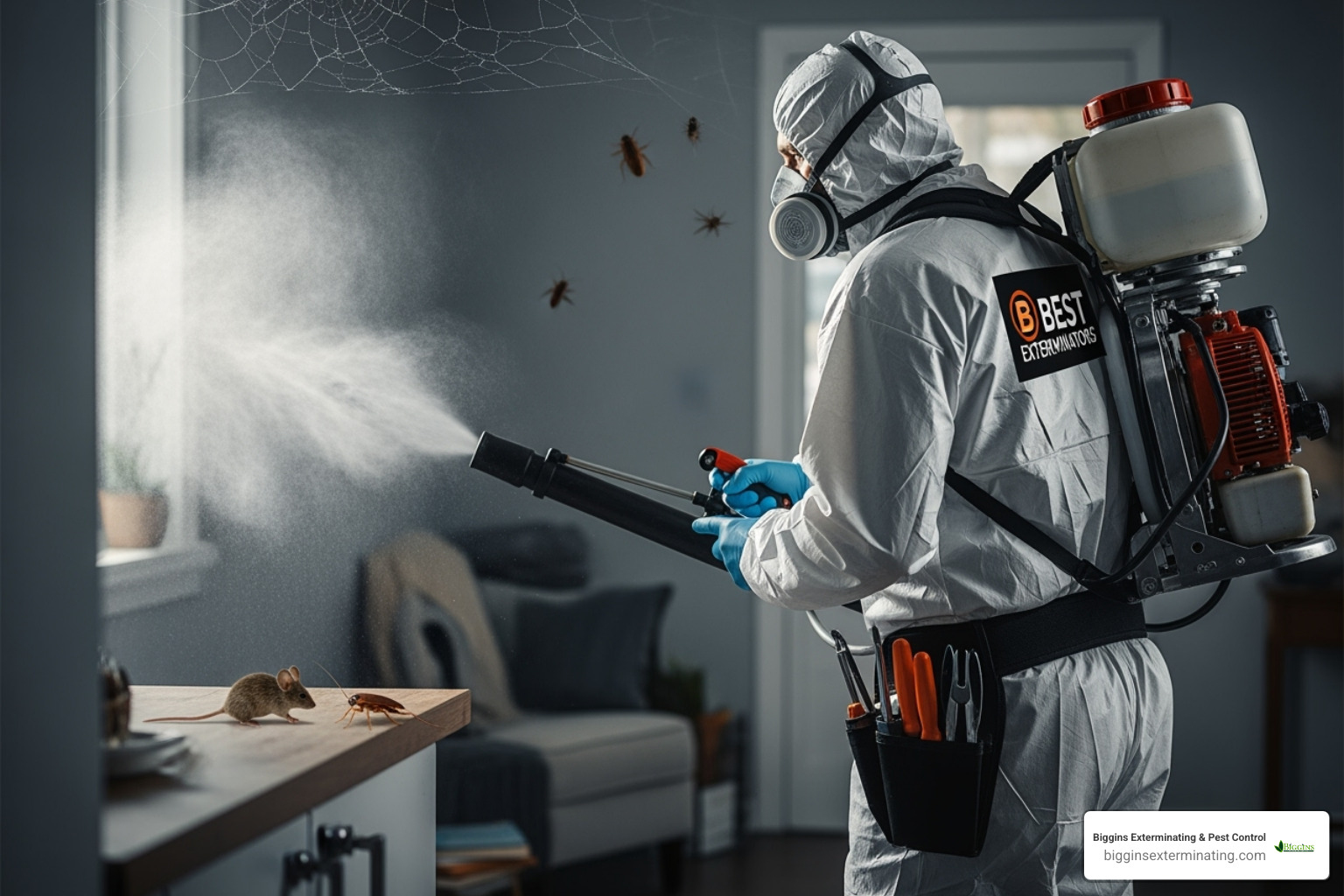 exterminator inspecting home - best exterminating services