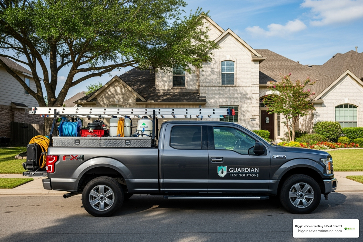 a friendly, professional exterminator's truck - termite exterminator lexington ma