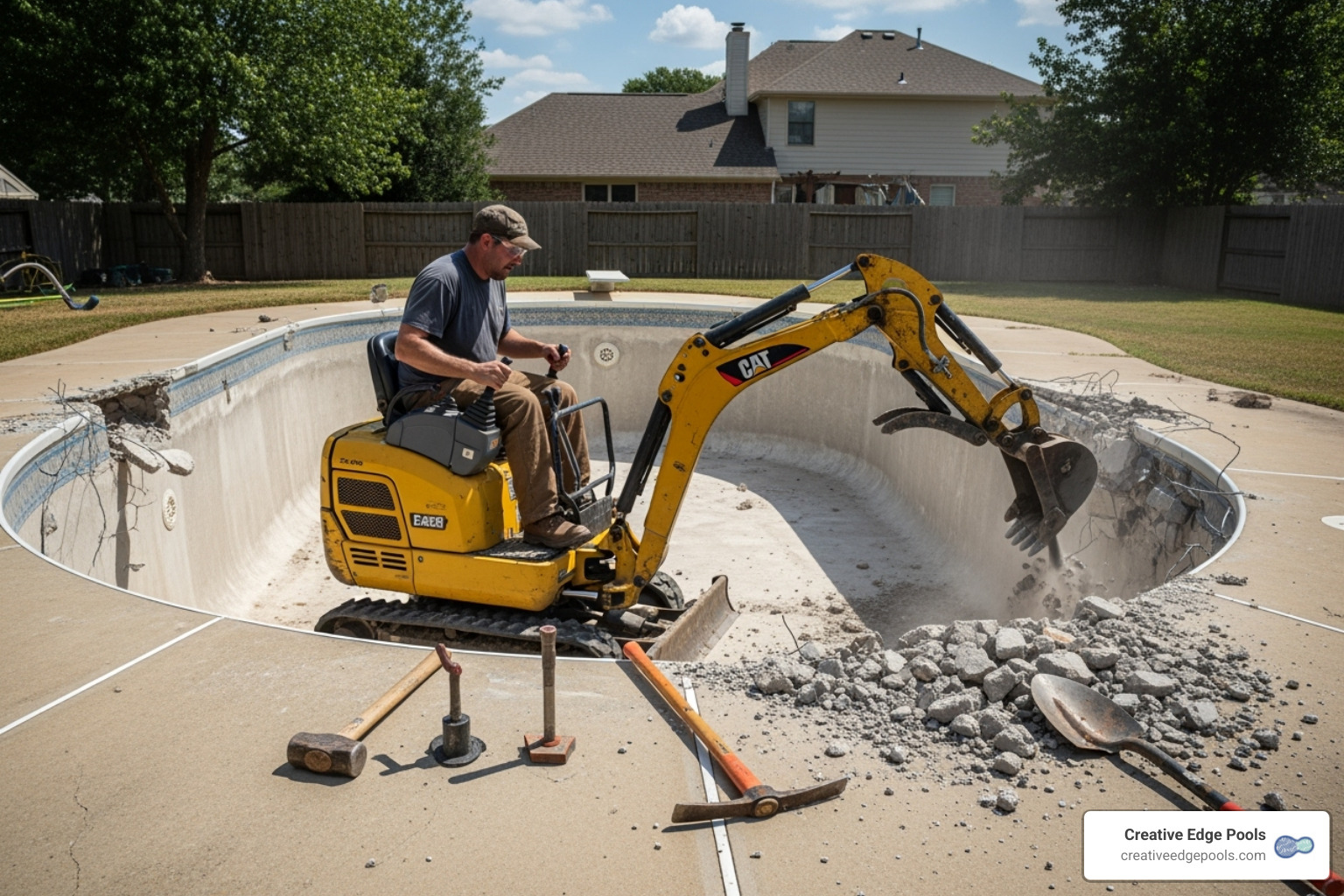 a homeowner attempting a complex demolition task with inadequate equipment - how much does pool demolition cost