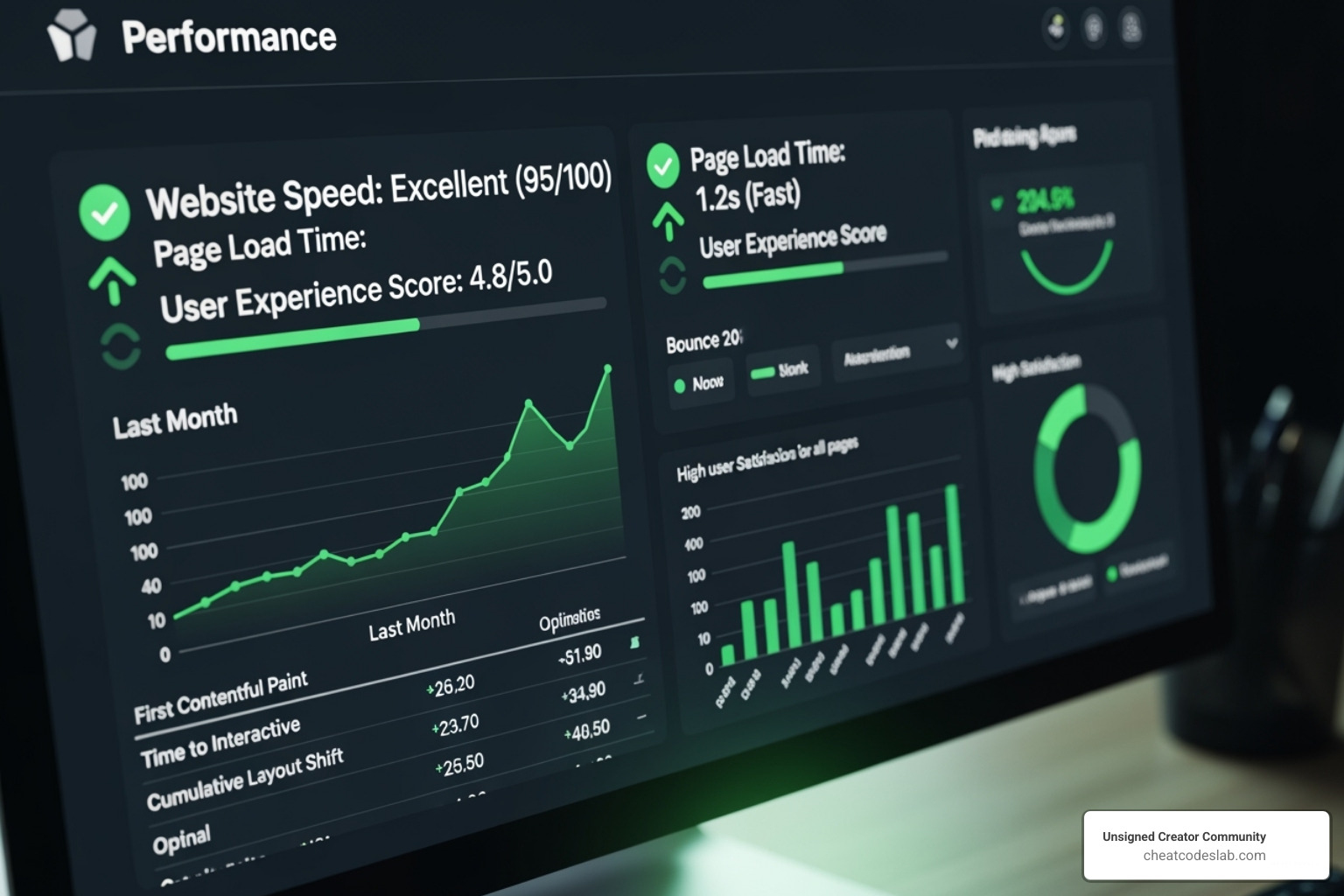 A screenshot of a Google PageSpeed Insights report showing good Core Web Vitals scores. - SEO for SaaS companies