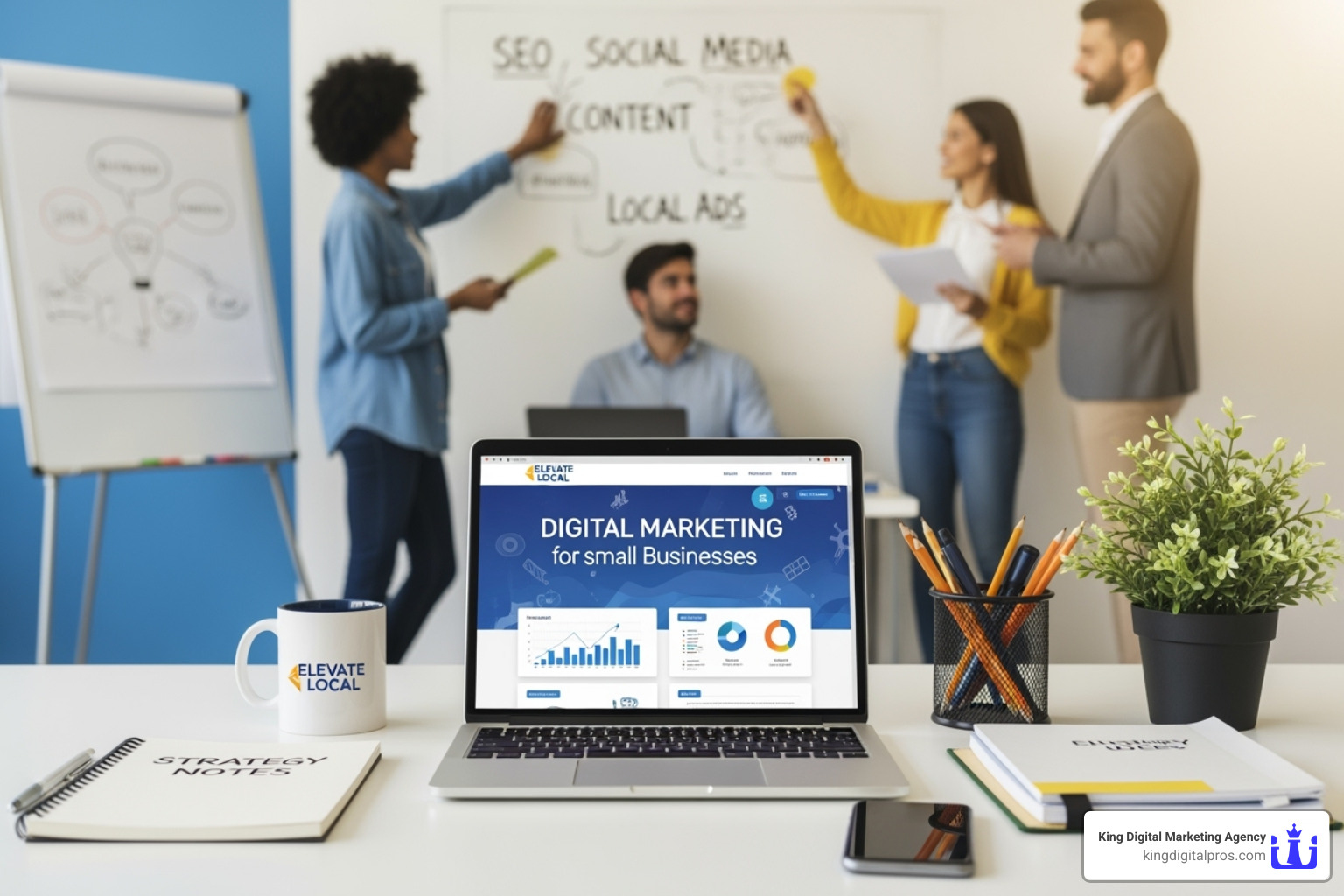 digital dashboard showing various marketing channels (SEO, PPC, Social) - digital marketing agency for small businesses