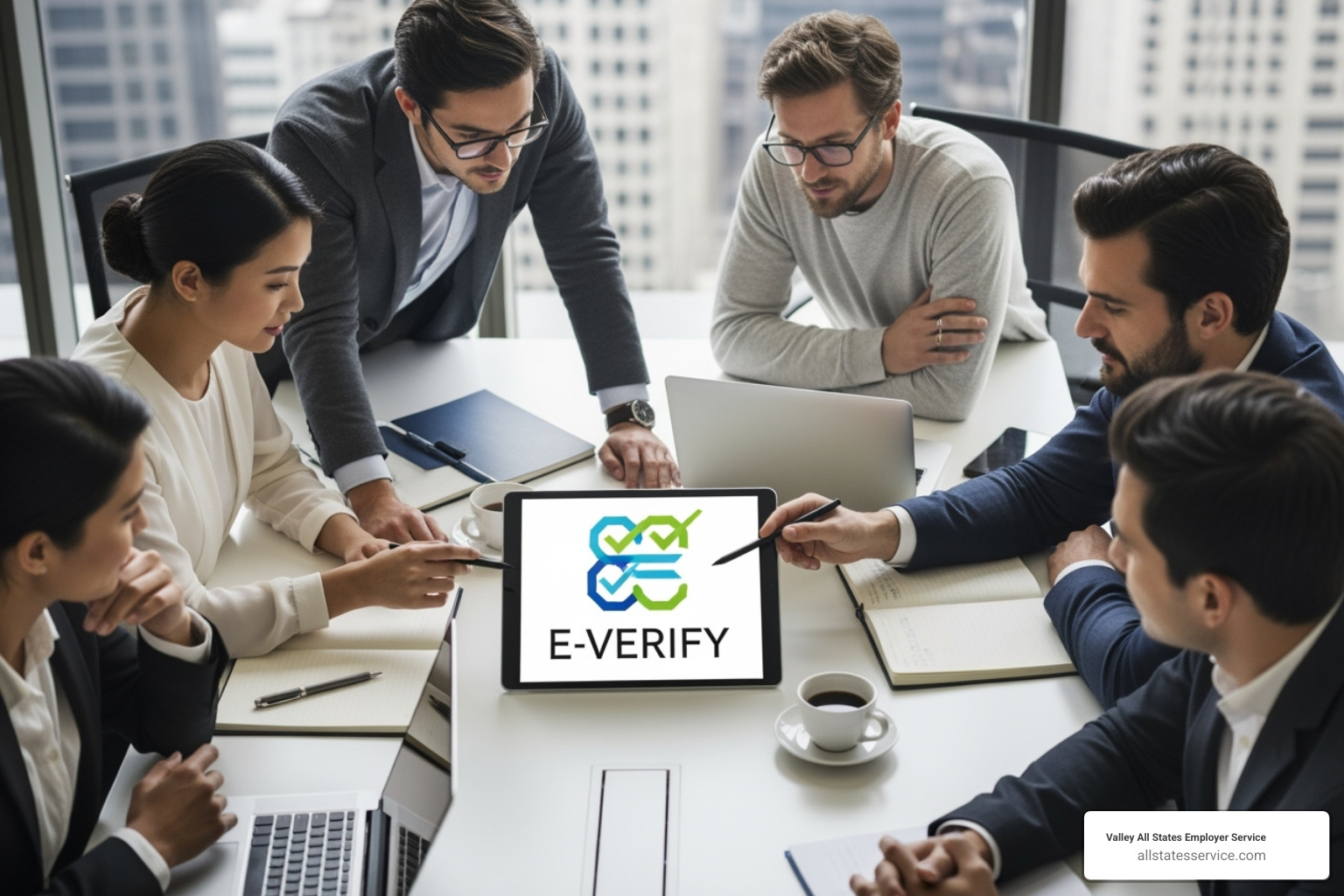 A person evaluating different service provider logos on a screen. - E-Verify outsourcing