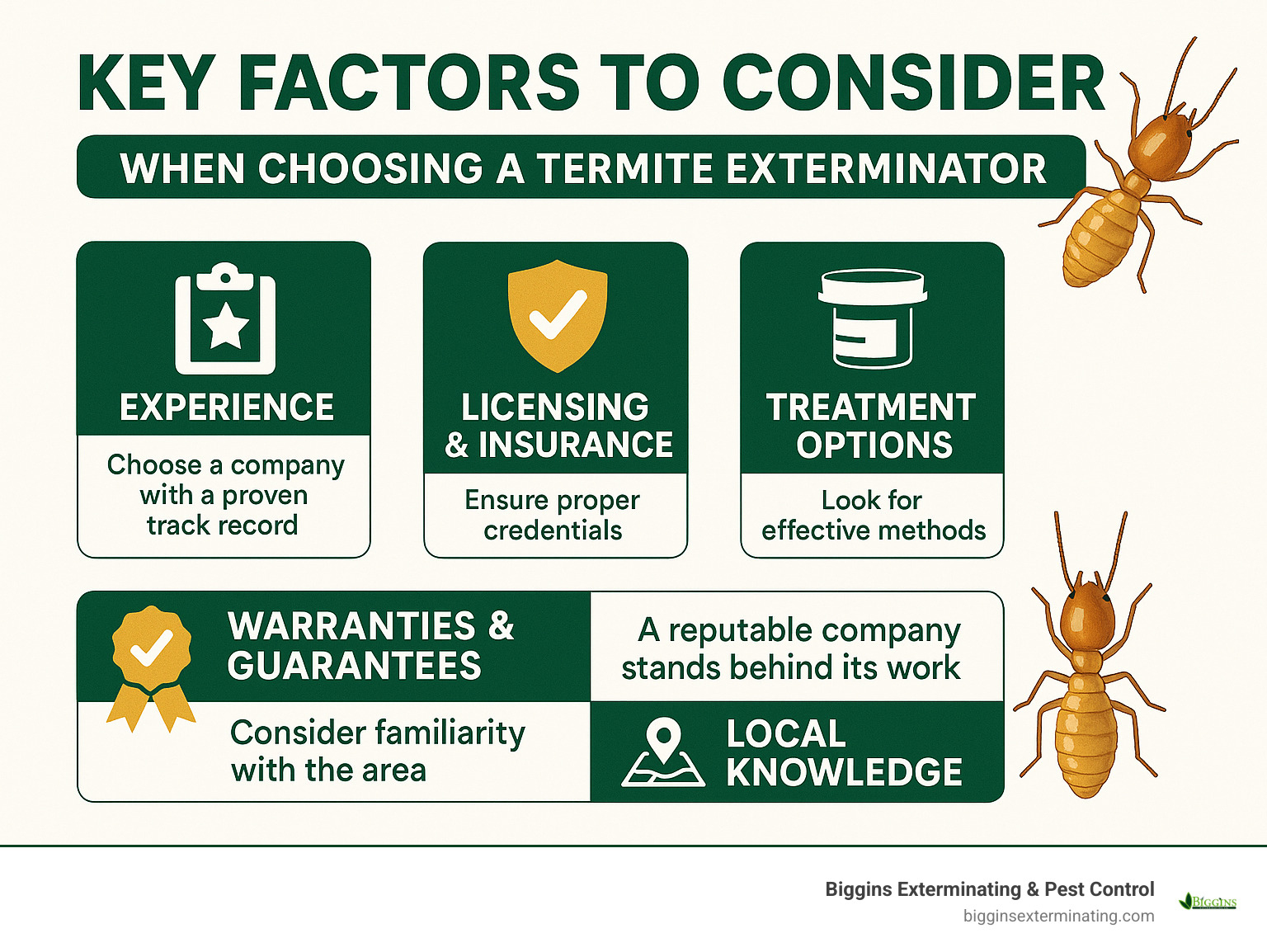 Infographic: Key Factors to Consider When Choosing a Termite Exterminator - termite exterminator lexington ma infographic 