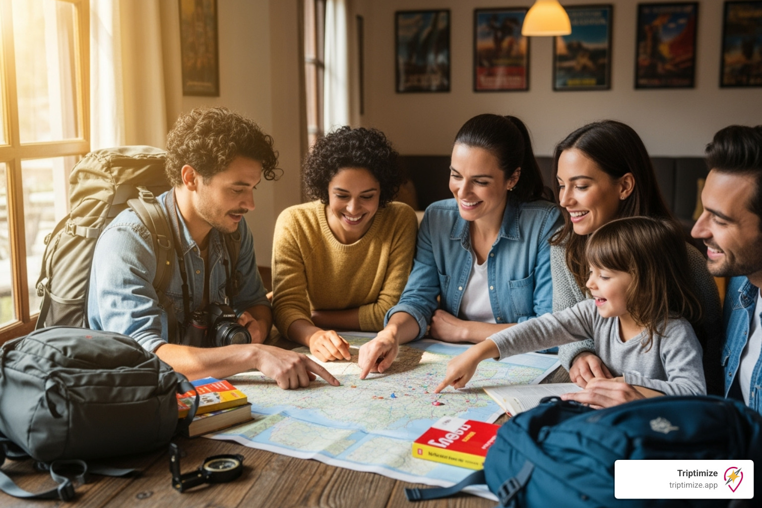 A diverse group of people (solo traveler, couple, family) looking at a map together - plan vacation online A diverse group of people (solo traveler, couple, family) looking at a map together - plan vacation online