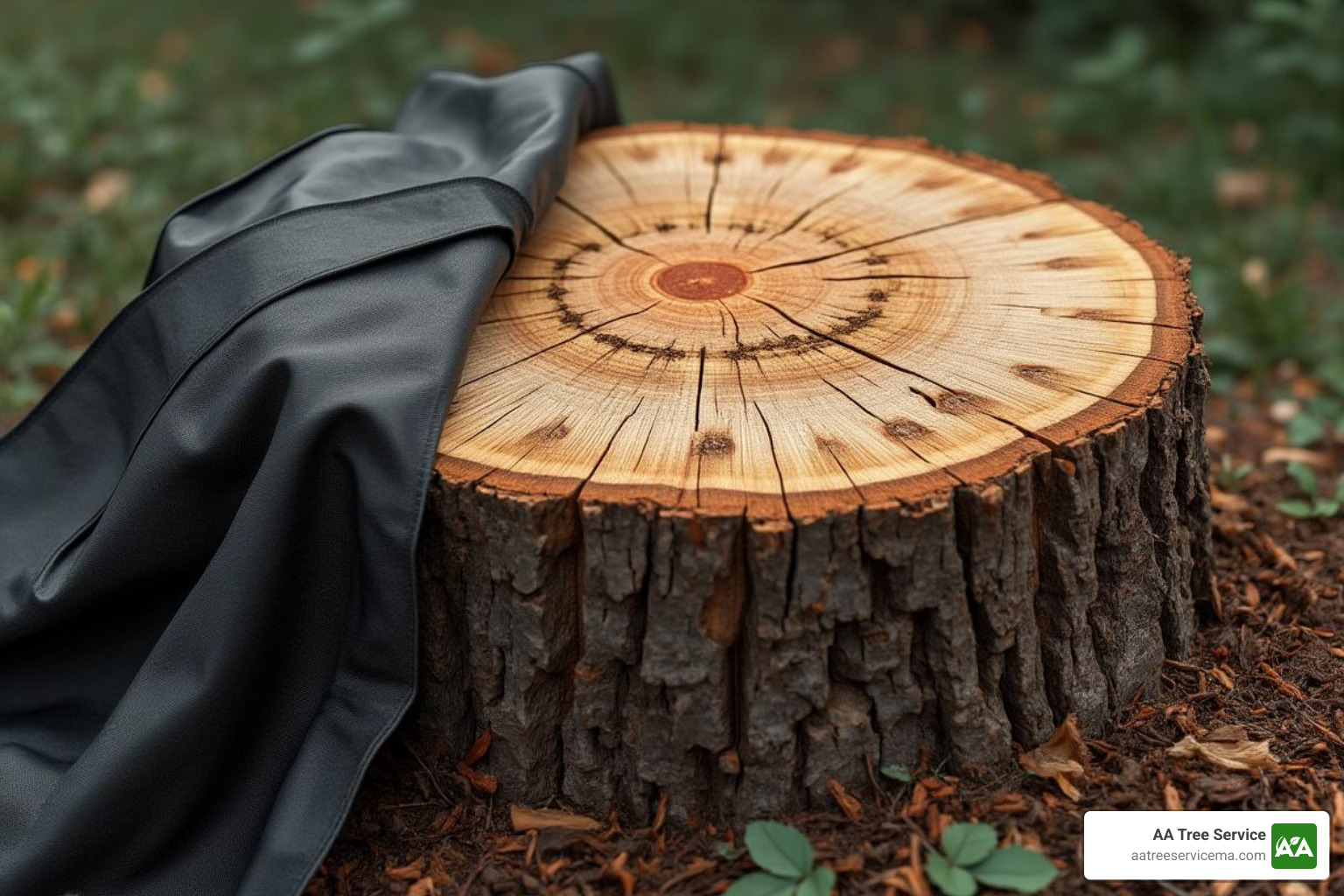 Stump being treated to accelerate decay - forestry stump removal Stump being treated to accelerate decay - forestry stump removal