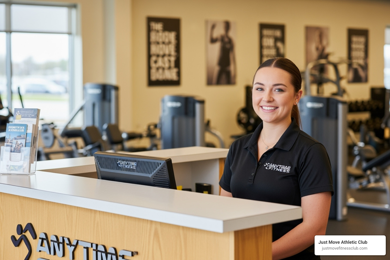 Friendly staff at the front desk of an Anytime Fitness location - anytime fitness lakeland