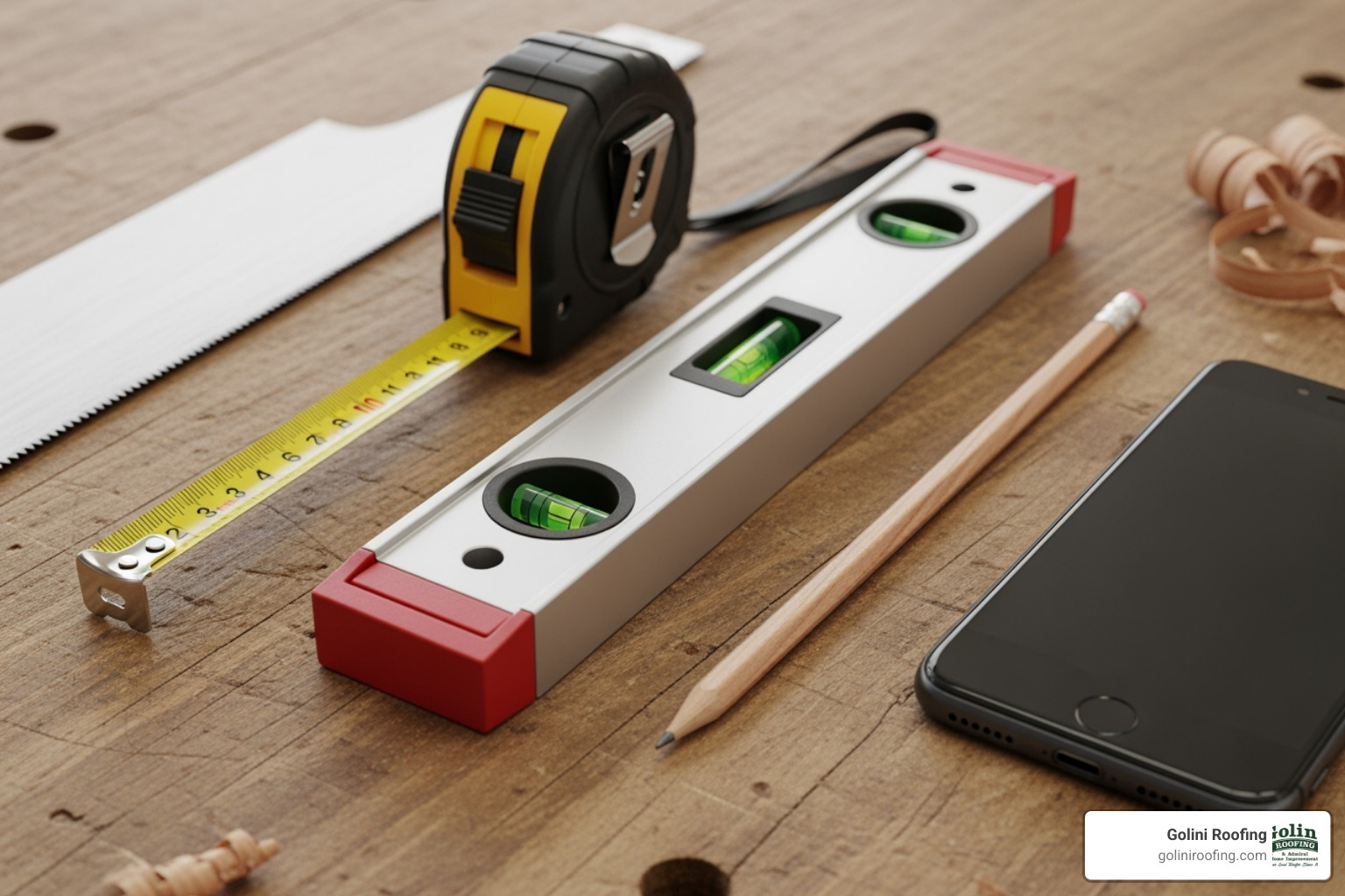 Essential tools for measuring roof pitch: tape measure, level, pencil, and a smartphone - how to figure roof pitch Essential tools for measuring roof pitch: tape measure, level, pencil, and a smartphone - how to figure roof pitch