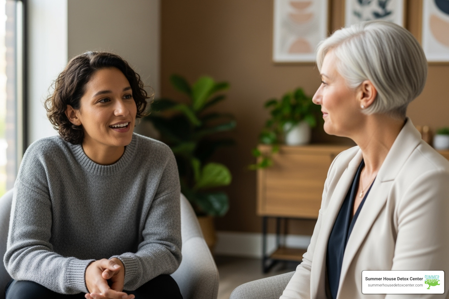 person talking one-on-one with a counselor - outpatient treatment near me