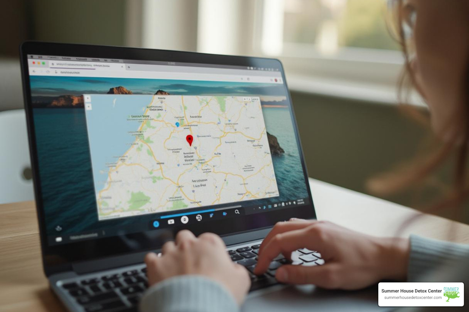 A person using a laptop to search for local counseling services - drug counseling near me