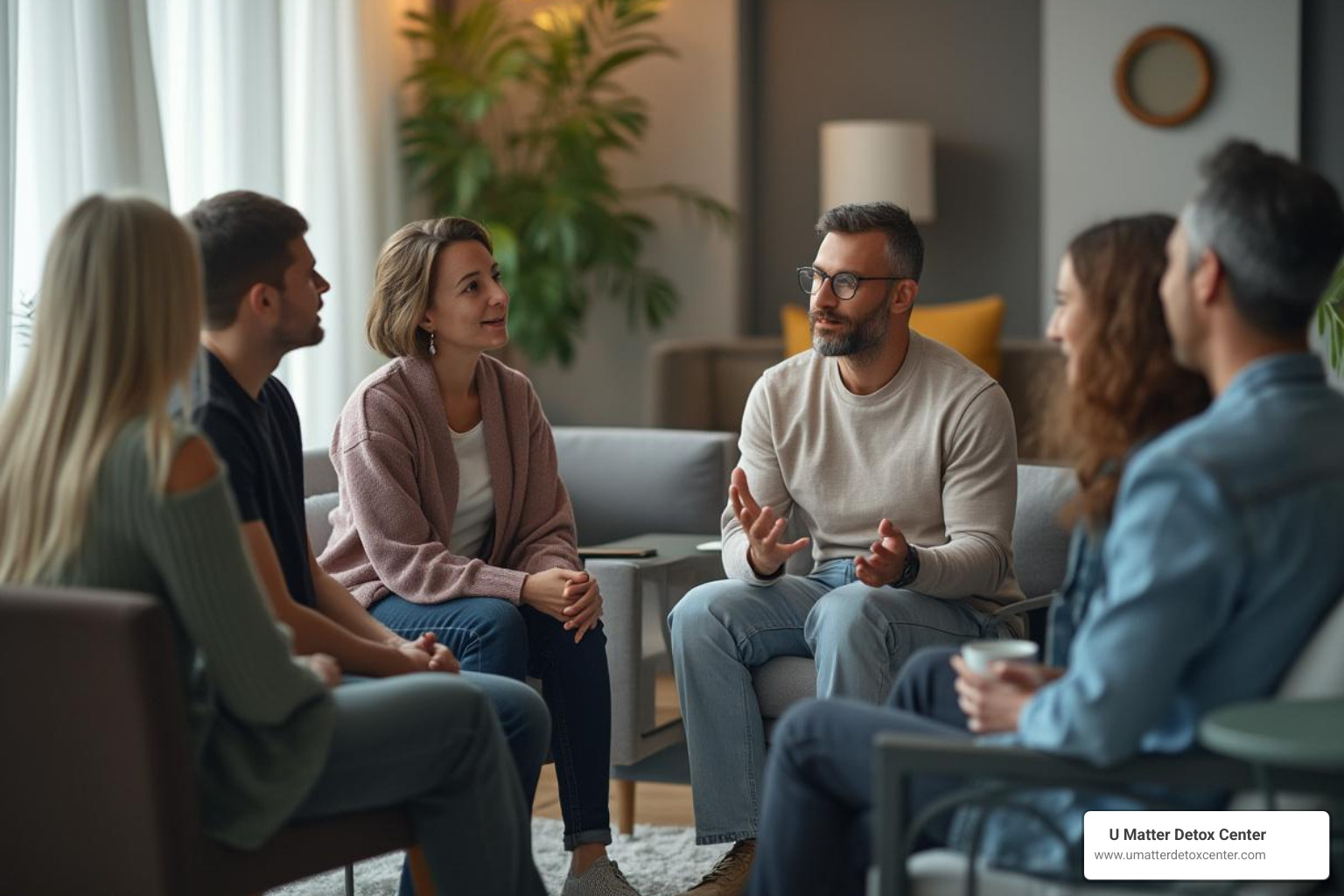 therapeutic group session in a comfortable, modern setting - detox encino
