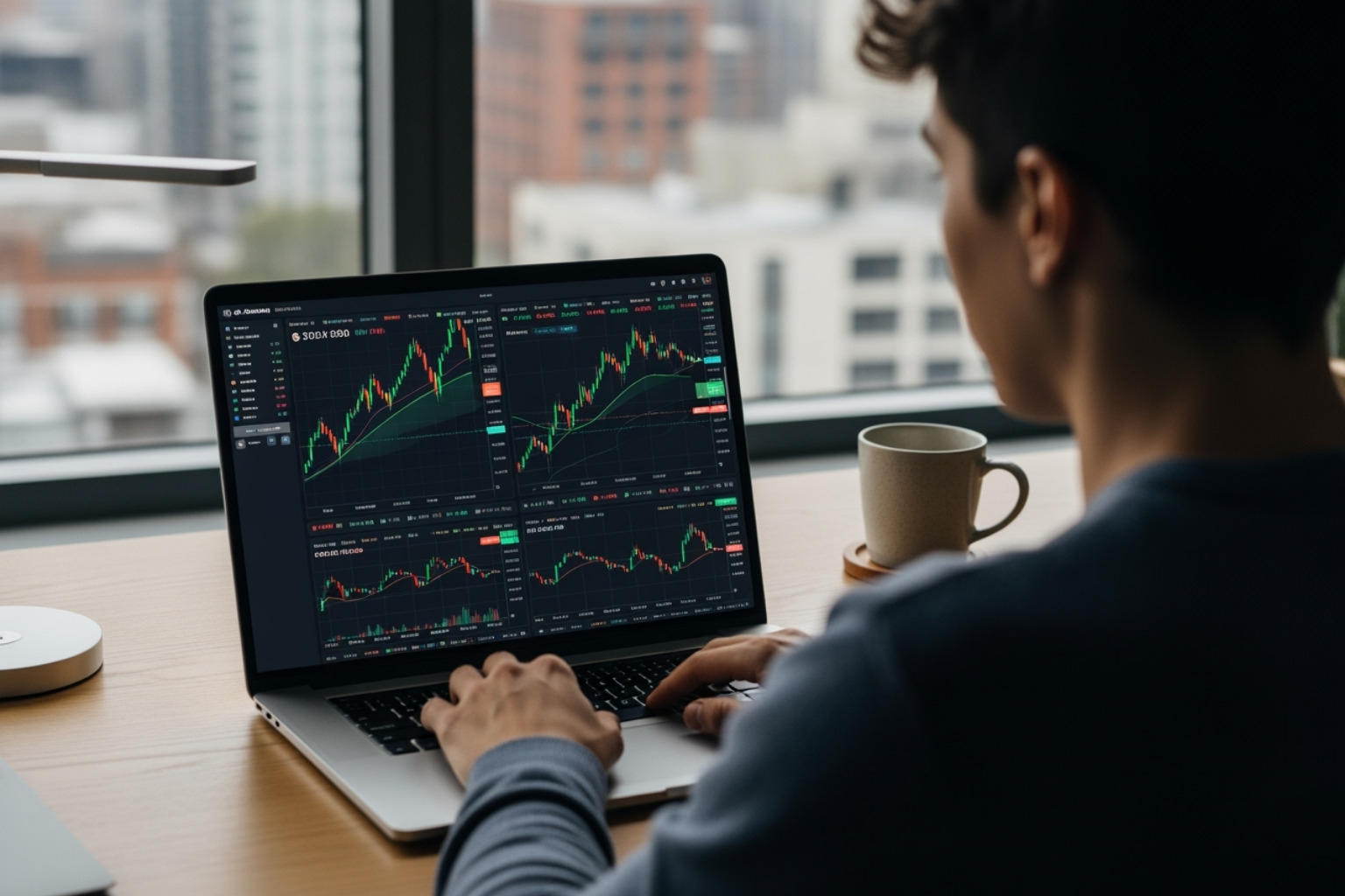 Person on a laptop with a cryptocurrency exchange interface visible - how to invest bitcoin