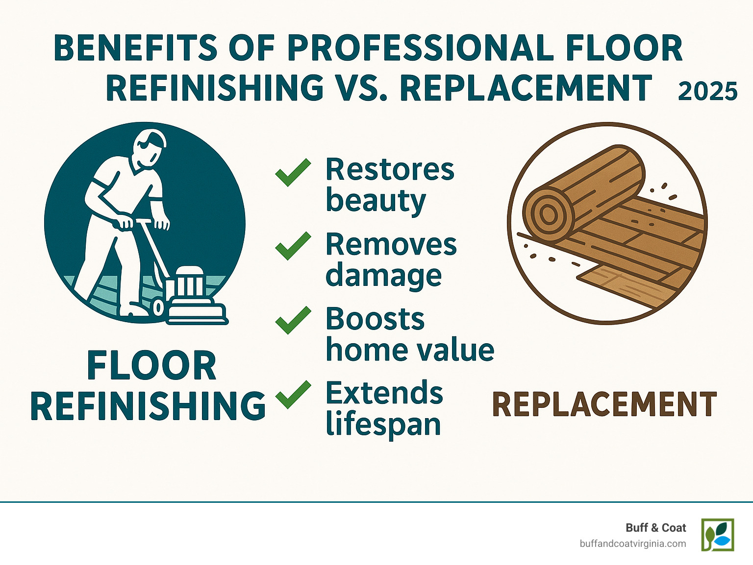 Infographic on benefits of professional floor refinishing versus replacement - floor refinishing richmond infographic Infographic on benefits of professional floor refinishing versus replacement - floor refinishing richmond infographic