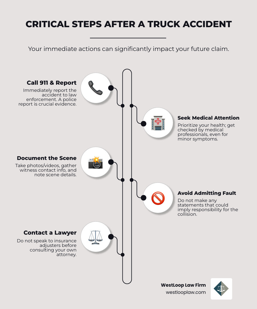 Infographic of a Gavel and a Texas state flag, symbolizing justice and Texas law. - trucking injury lawyer houston infographic infographic-line-5-steps-neat_beige