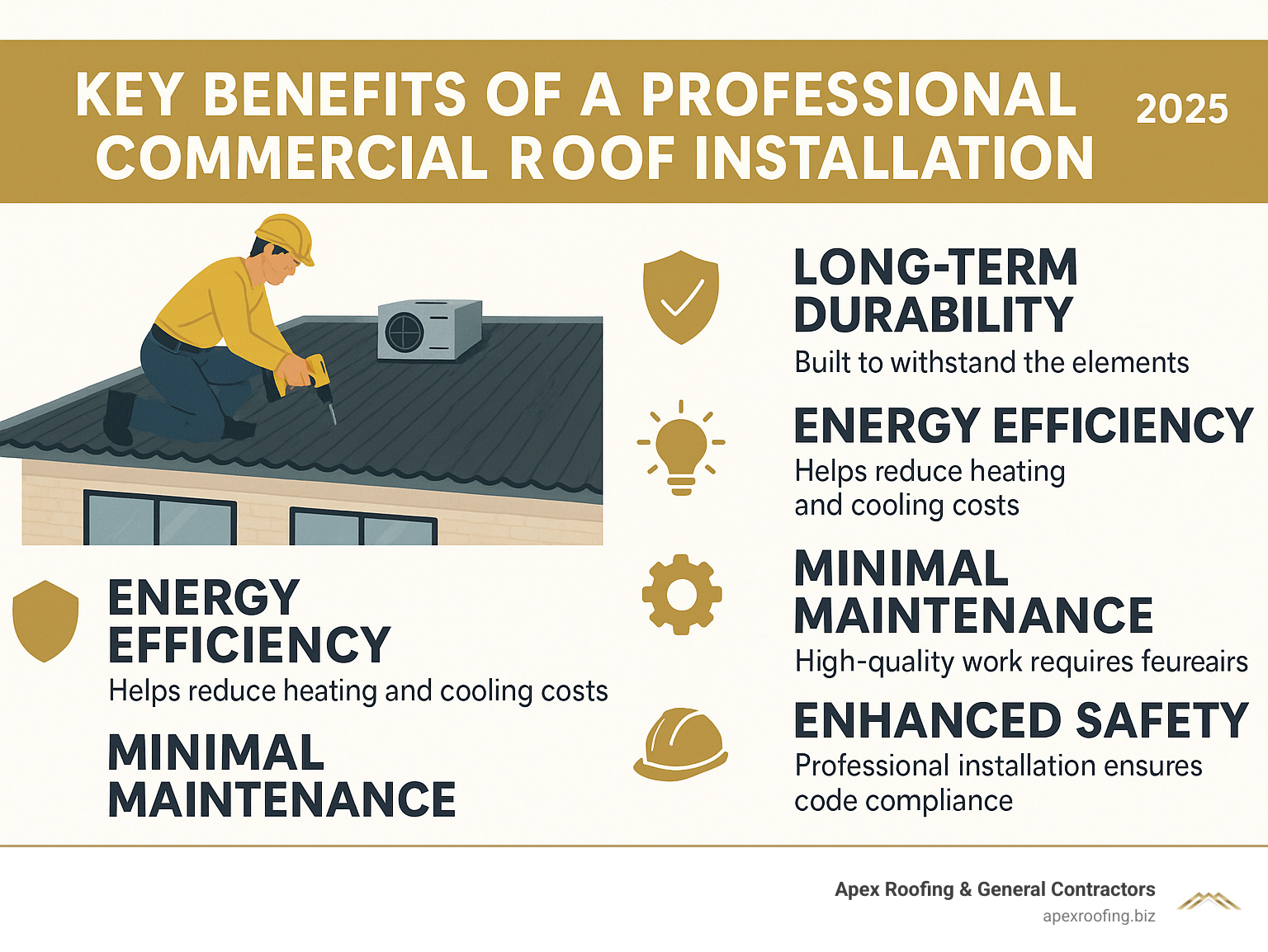 Key benefits of a professional commercial roof installation - commercial roofing companies san antonio tx infographic 
