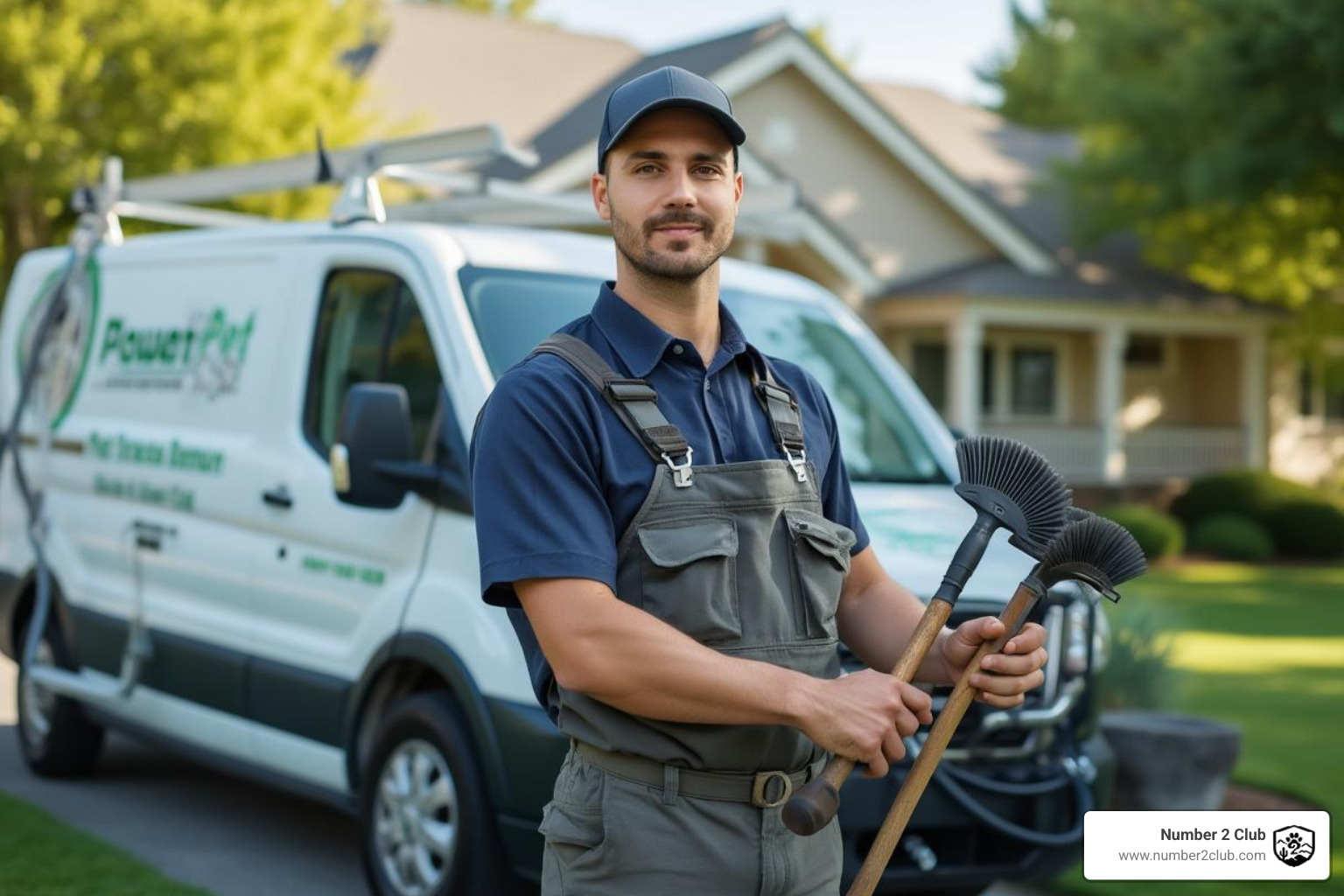 of a pooper scooper technician with professional tools and a branded vehicle - how much does pet waste removal cost