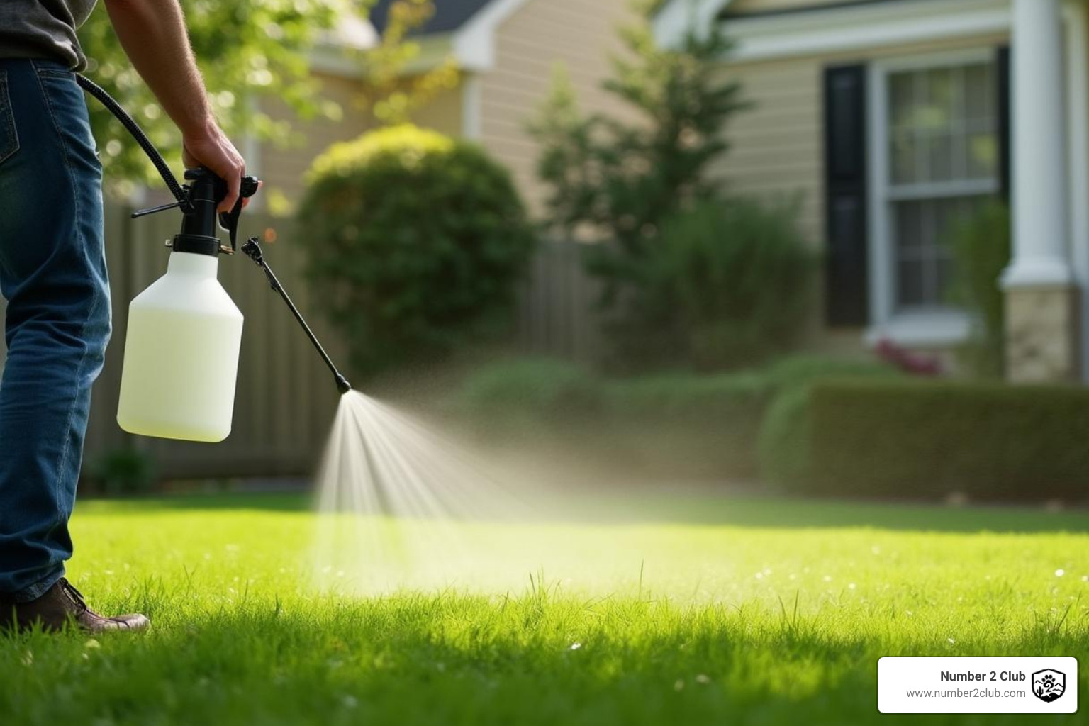 of a yard being sprayed with a pet-safe deodorizer - how much does pet waste removal cost