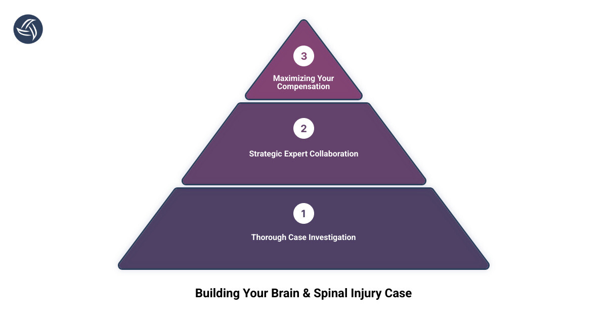 Infographic showing the steps of a personal injury case from consultation to settlement/verdict - brain & spinal cord injury attorney houston infographic 3_stage_pyramid