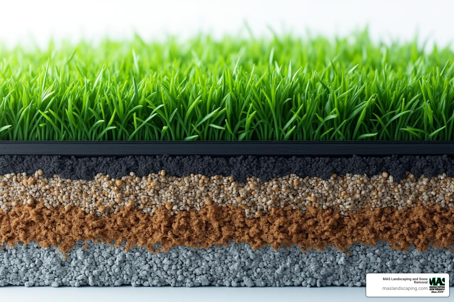 cross-section of artificial turf installation - fake grass for lawns pricing