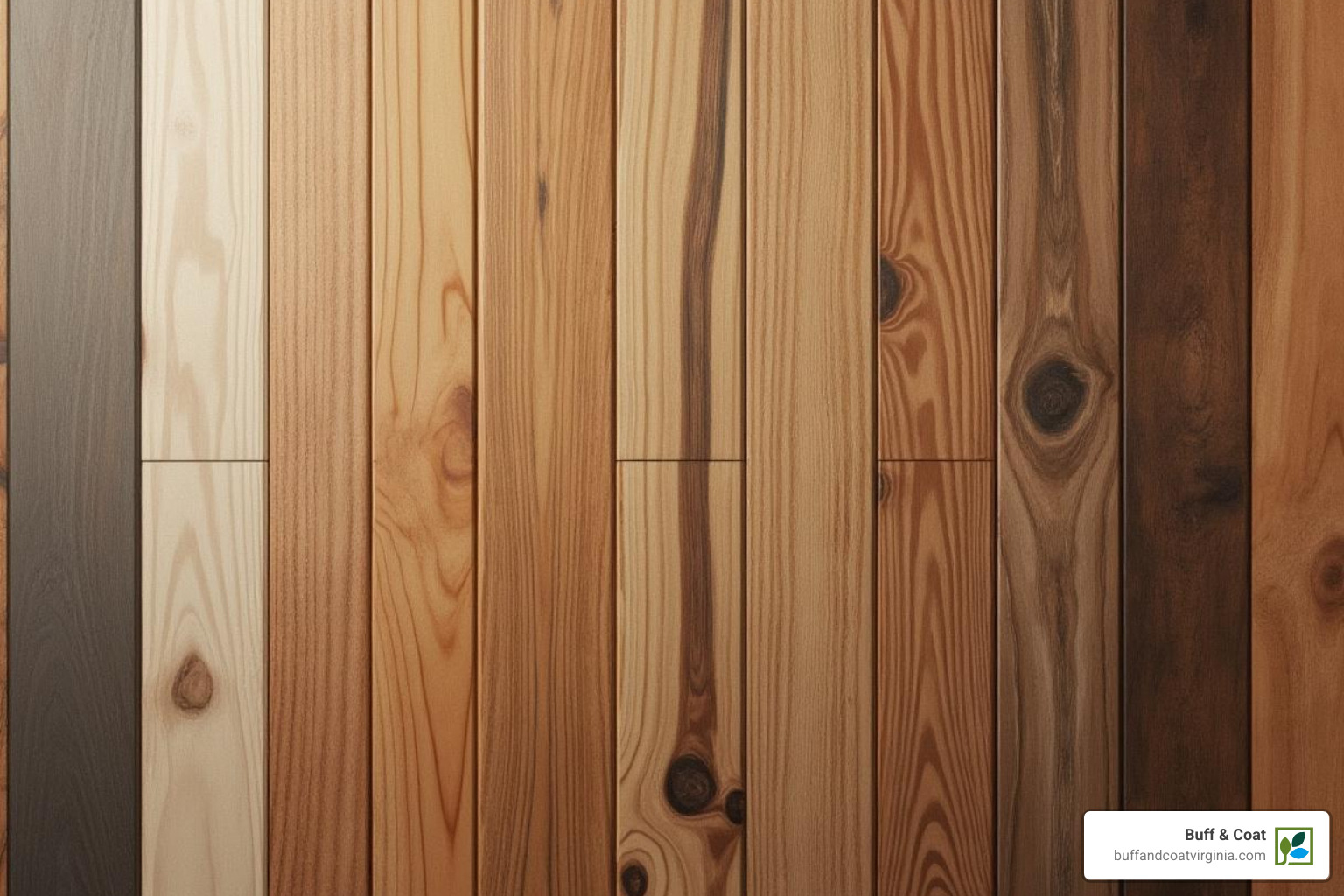 Various wood floor samples showing different species, grades, and widths - finished wood floor Various wood floor samples showing different species, grades, and widths - finished wood floor