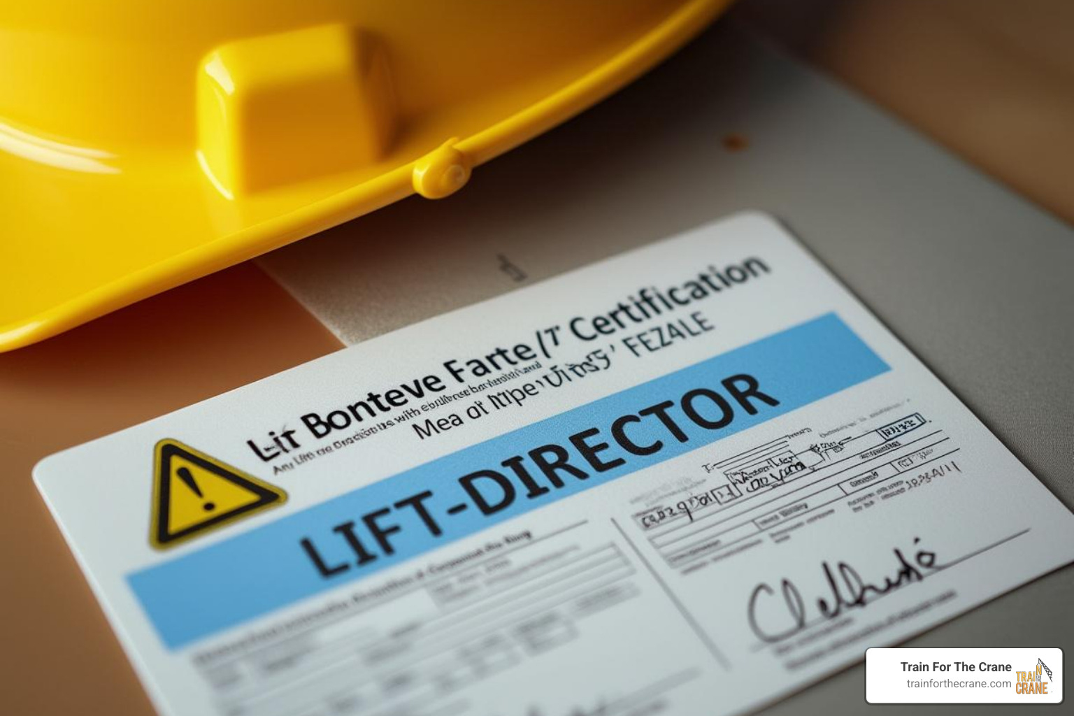 NCCCO Lift Director certification card and hard hat - lift director jobs