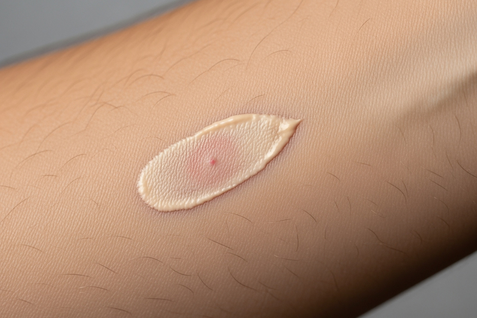 Someone patch-testing a product on their inner arm. - clean beauty starter kit