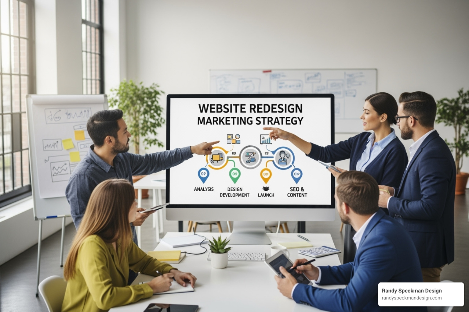 Wireframe or mockup of a new website page - website redesign marketing strategy