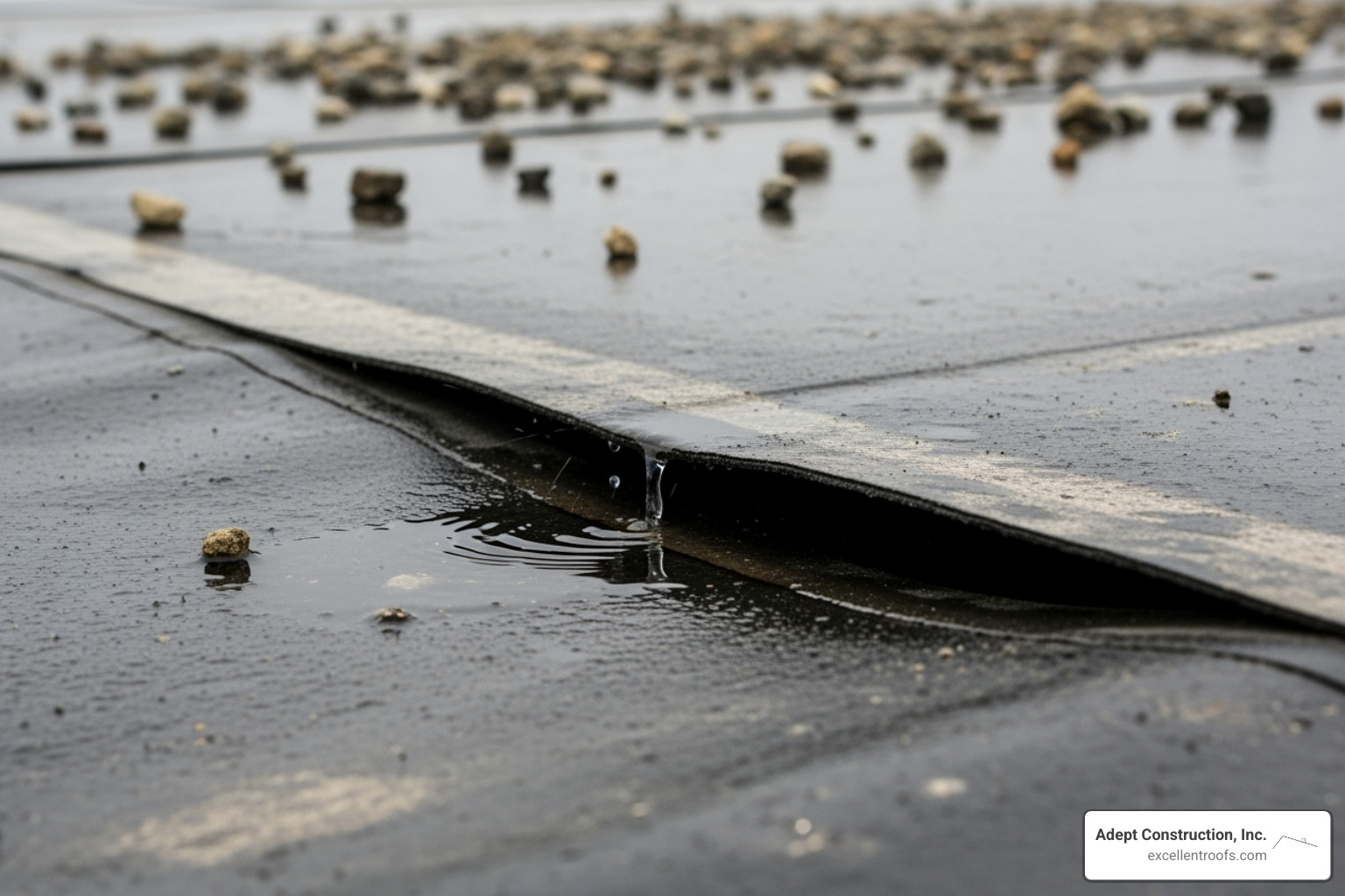 leaking flat roof seam - commercial flat roof repair downers grove