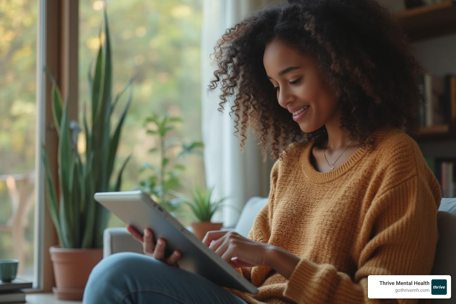 Image of a person browsing therapist profiles on a tablet - Arizona Virtual Therapy