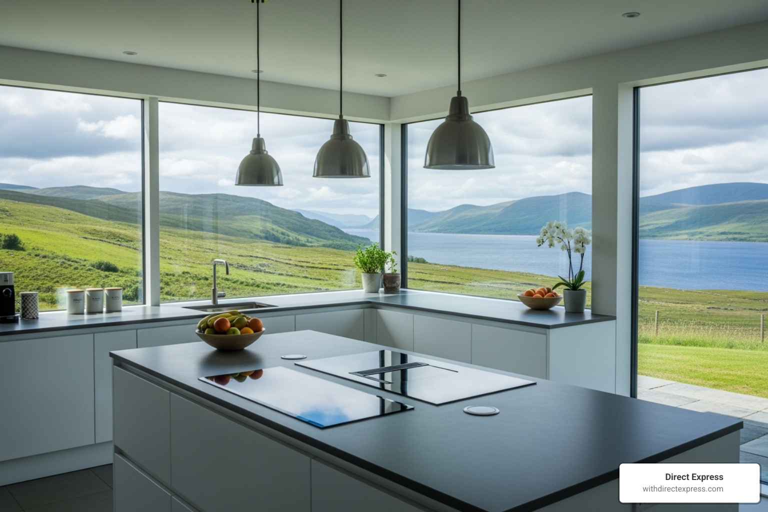Modern kitchen in a Perthshire home with views of the countryside - property for sale perthshire
