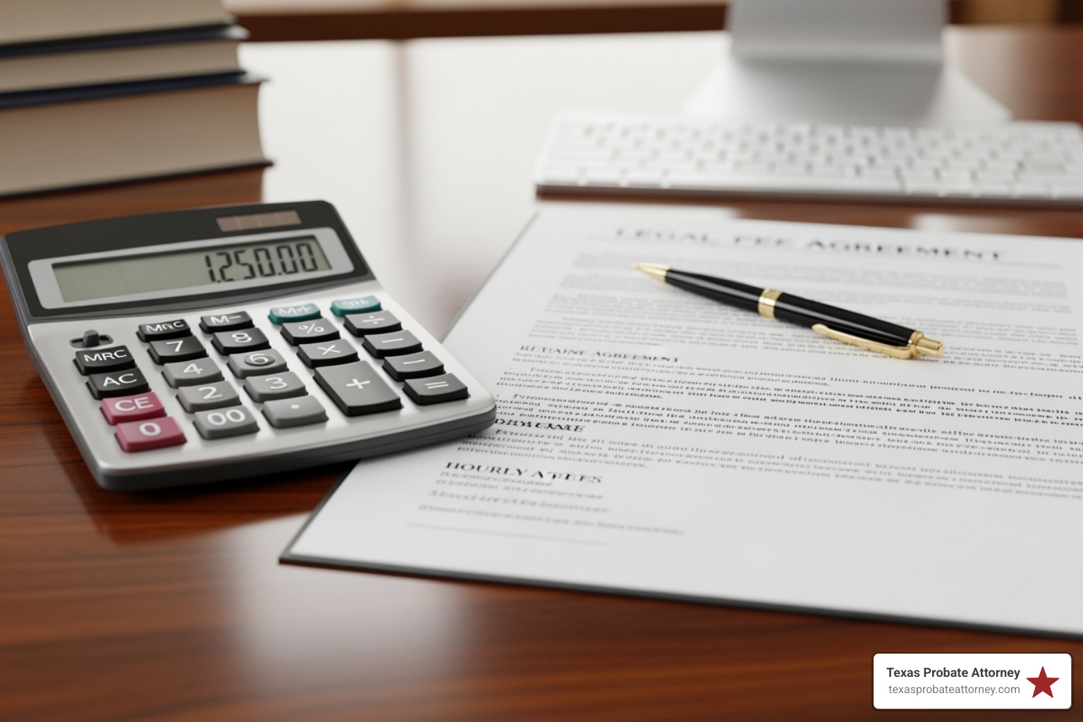 calculator and a legal fee agreement - solicitors fees estate administration