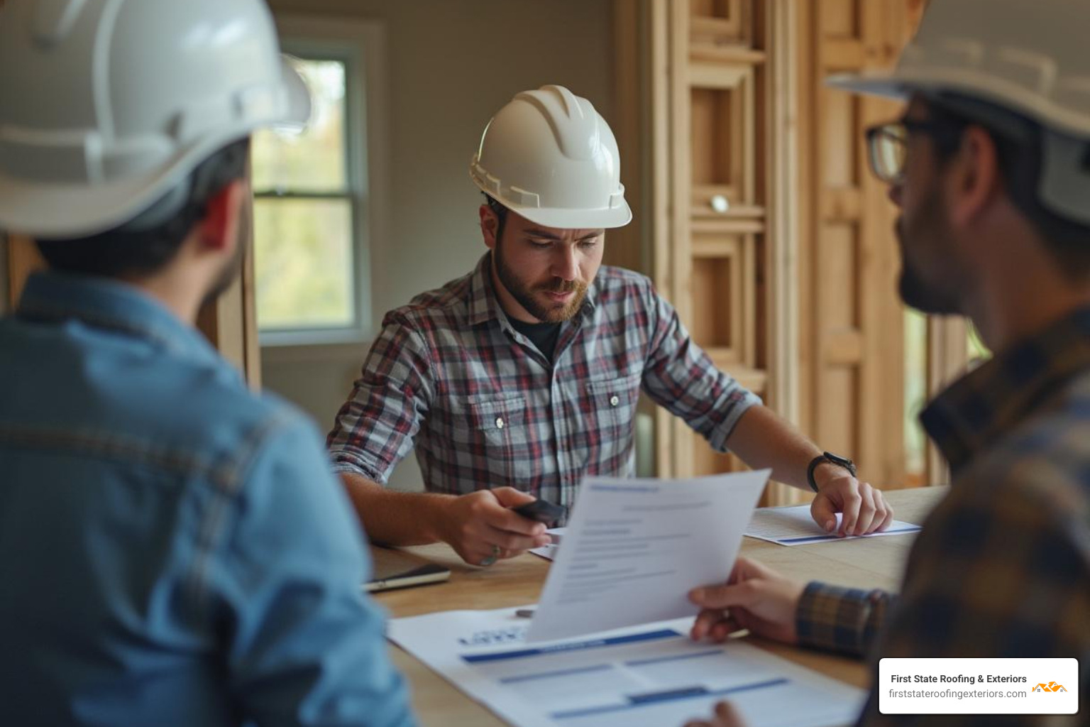 Contractor showing a client their license and certifications - lewes roofing contractor
