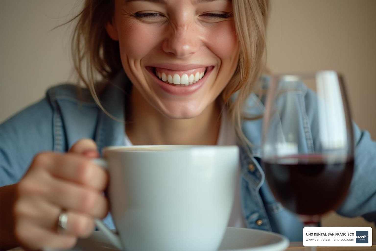 someone avoiding coffee and red wine - teeth whitening after braces